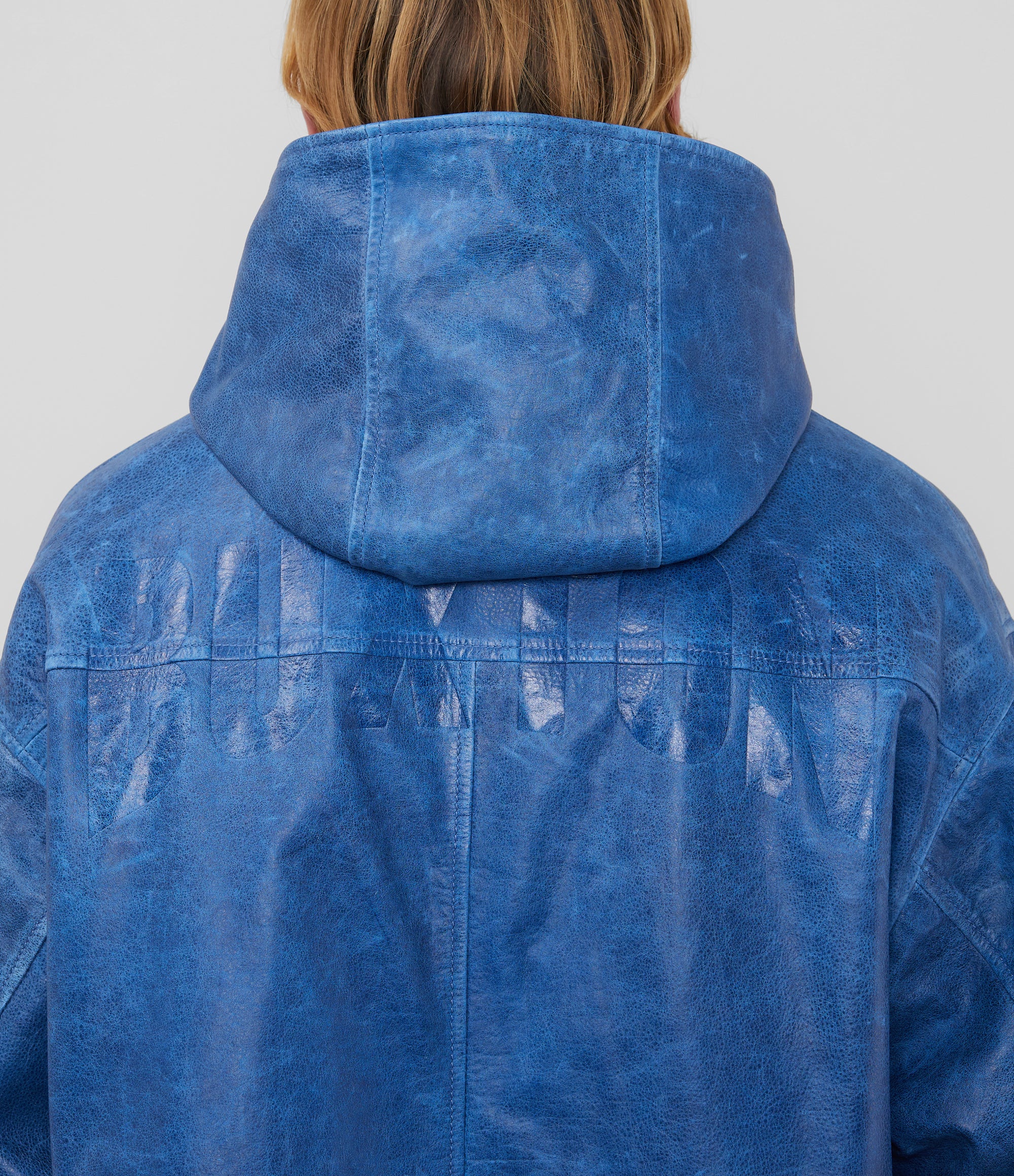 Cole Buxton | Hooded Leather Jacket | Mens | Leather | Blue