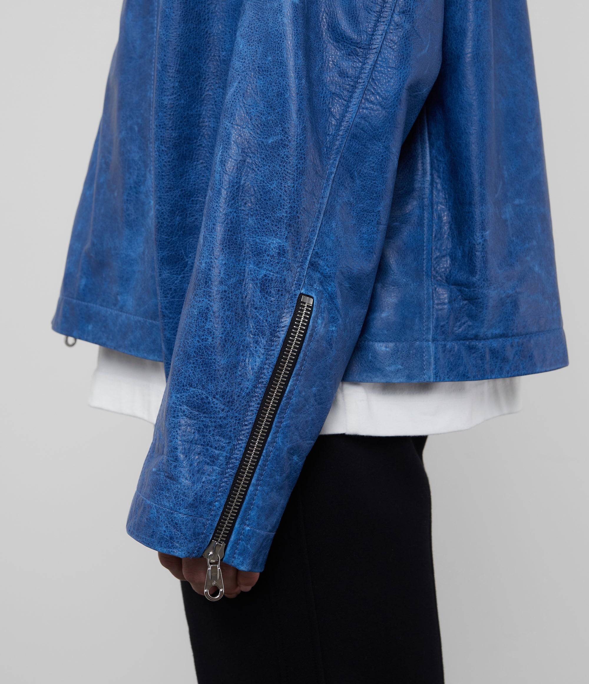 Cole Buxton | Hooded Leather Jacket | Mens | Leather | Blue