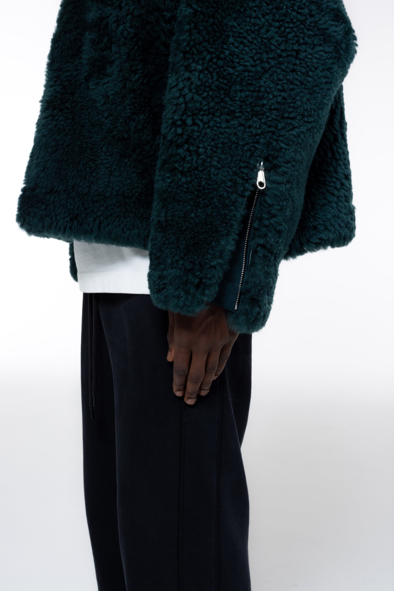 Cole Buxton | Cb Hooded Shearling Jacket | Mens | Forest Green