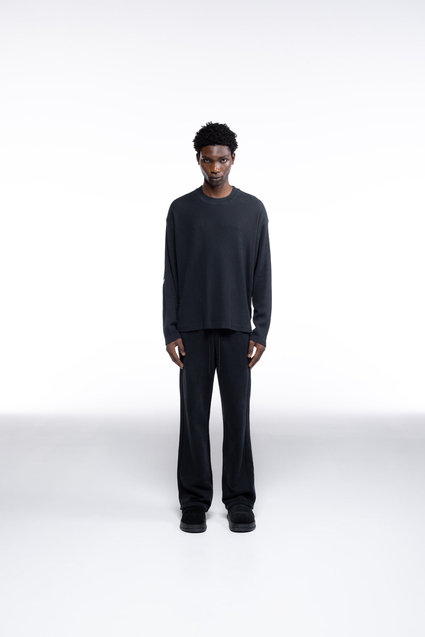 Cole Buxton | Waffle Painted Star Long Sleeve T-Shirt | Mens | Black