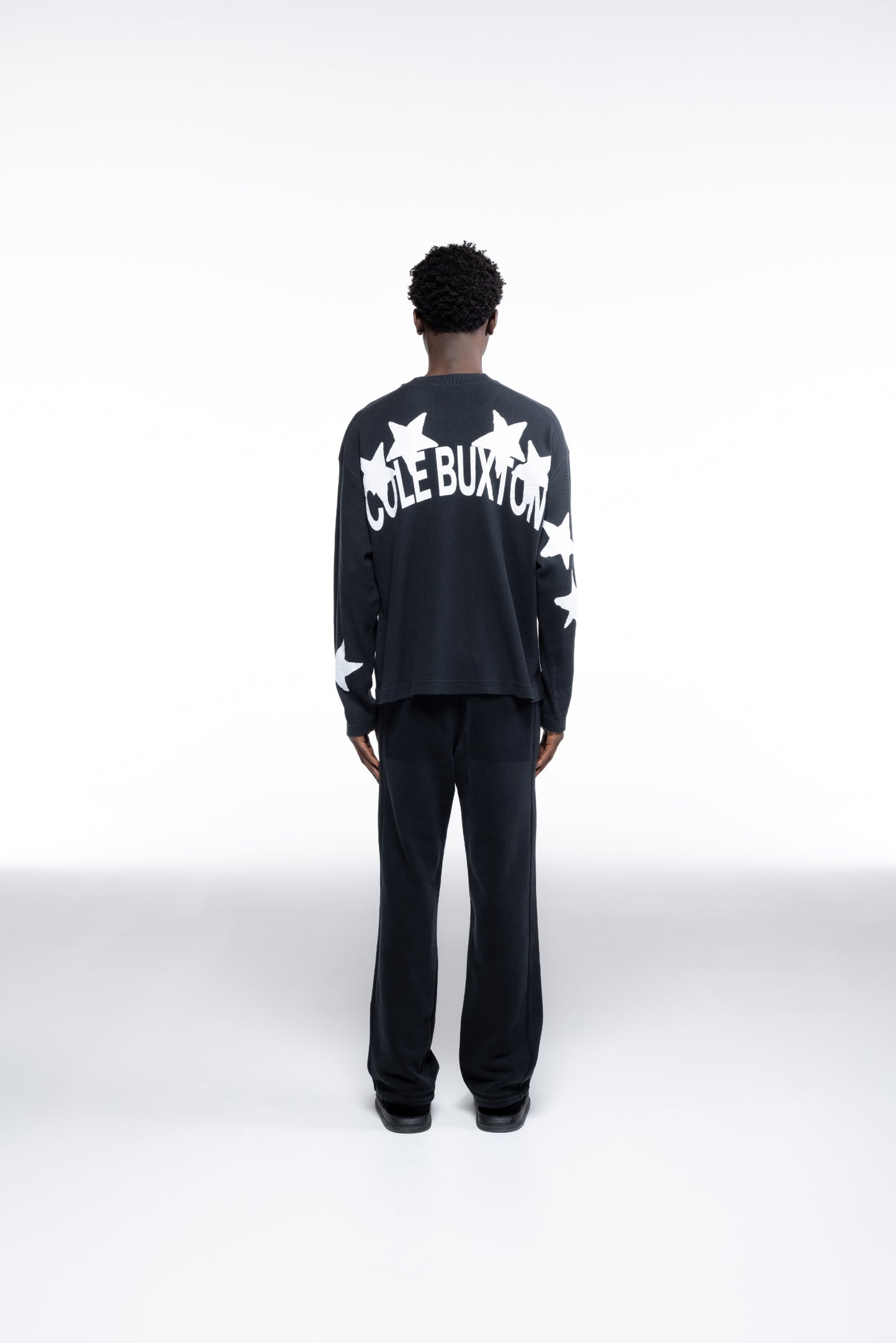 Cole Buxton | Waffle Painted Star Long Sleeve T-Shirt | Mens | Black
