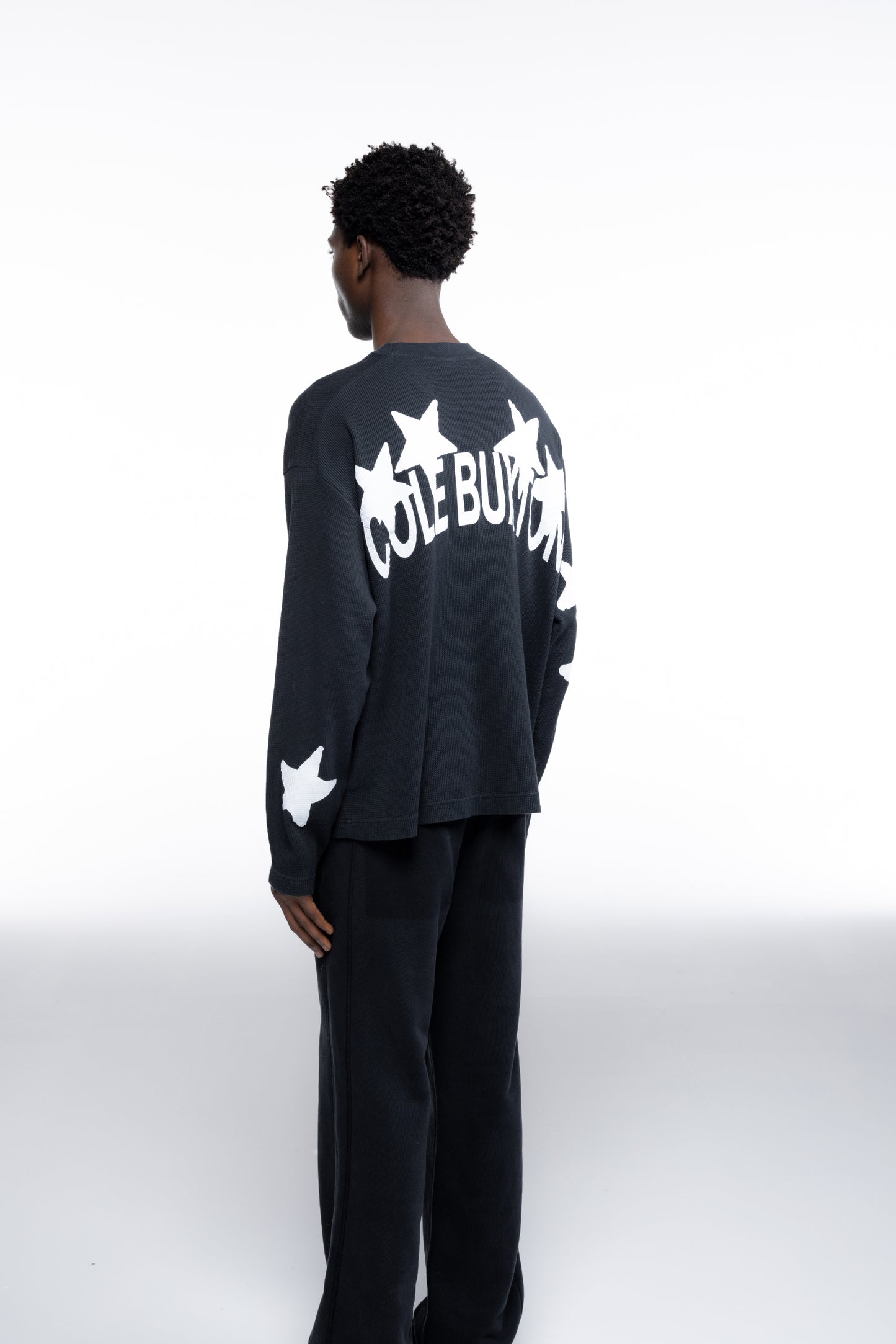 Cole Buxton | Waffle Painted Star Long Sleeve T-Shirt | Mens | Black