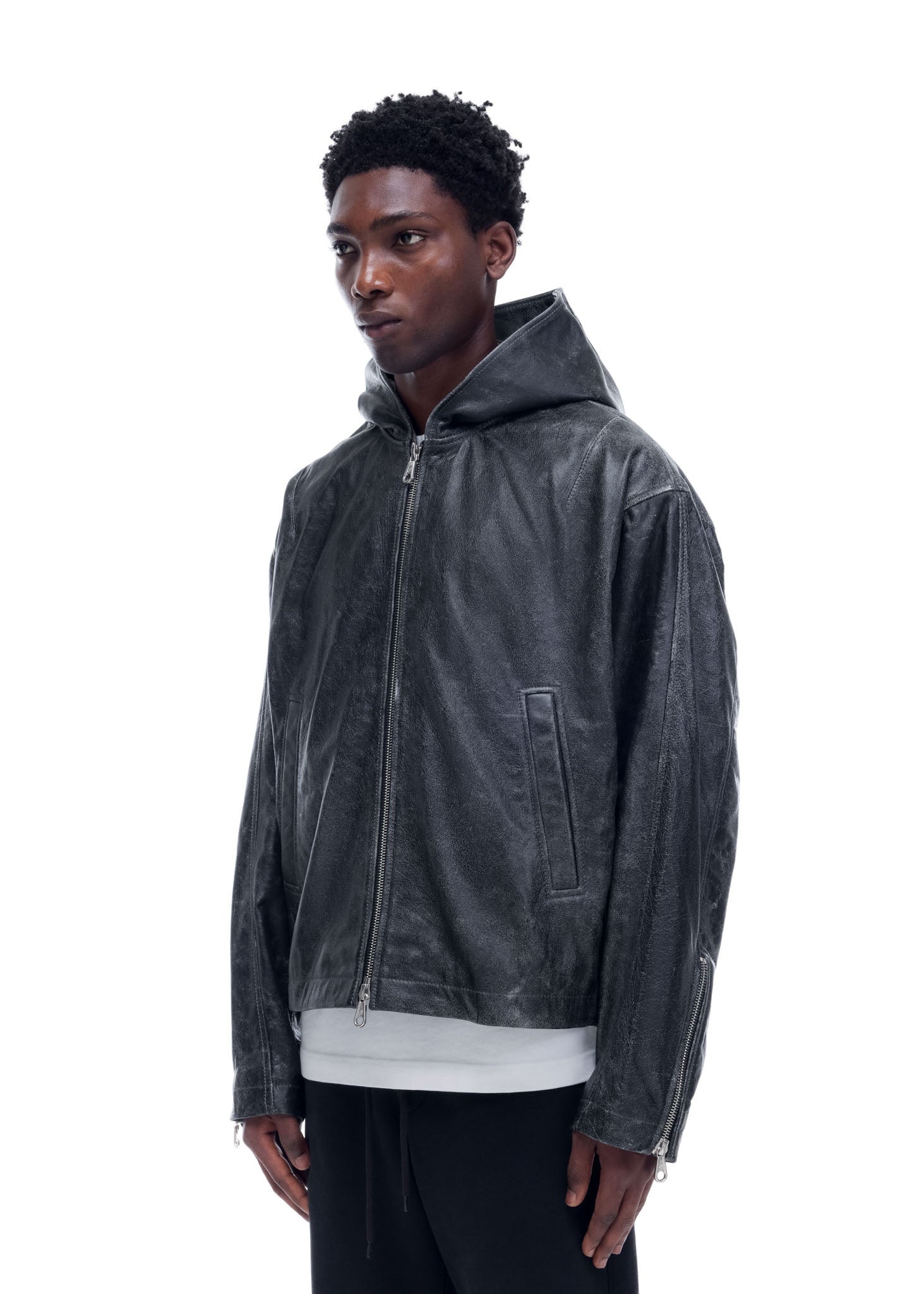 CB HOODED LEATHER JACKET