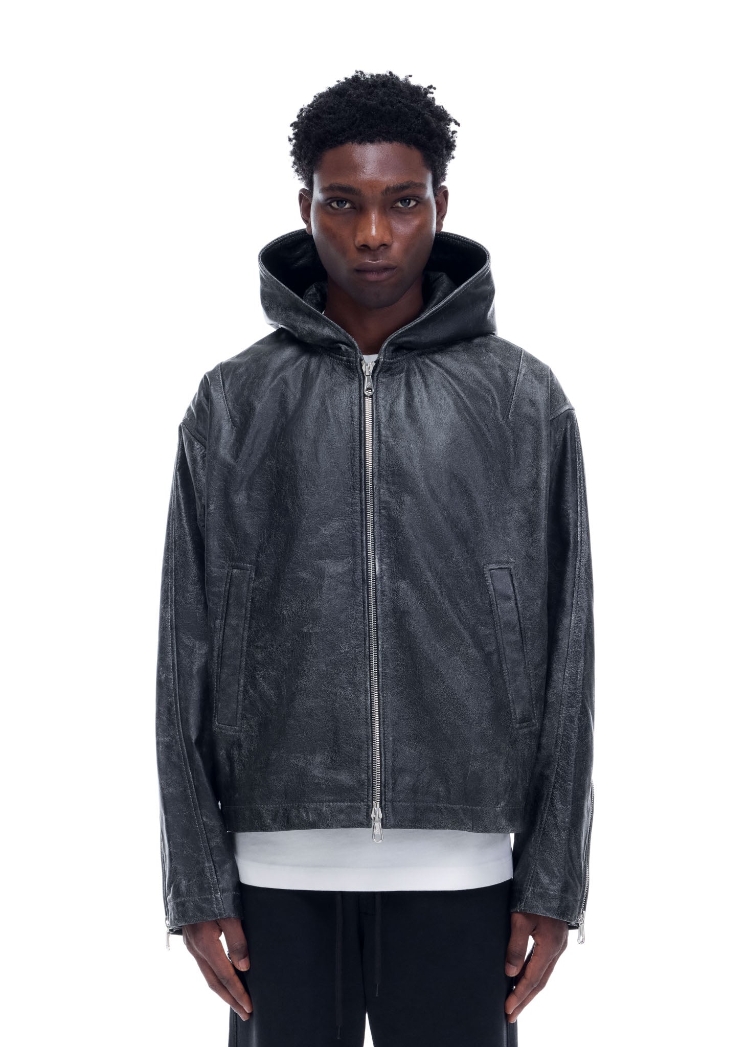 CB HOODED LEATHER JACKET