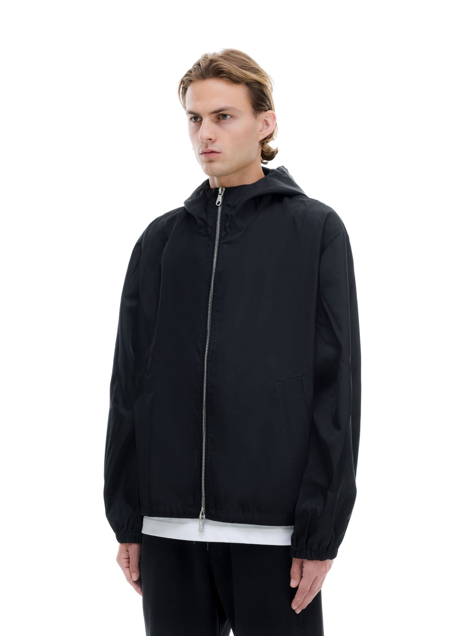 HOODED NYLON WINDBREAKER
