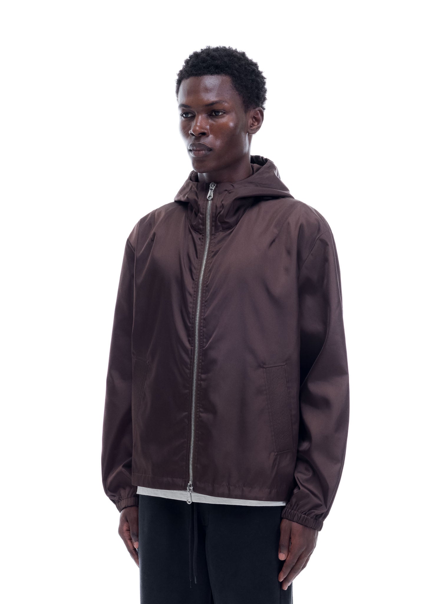 HOODED NYLON WINDBREAKER