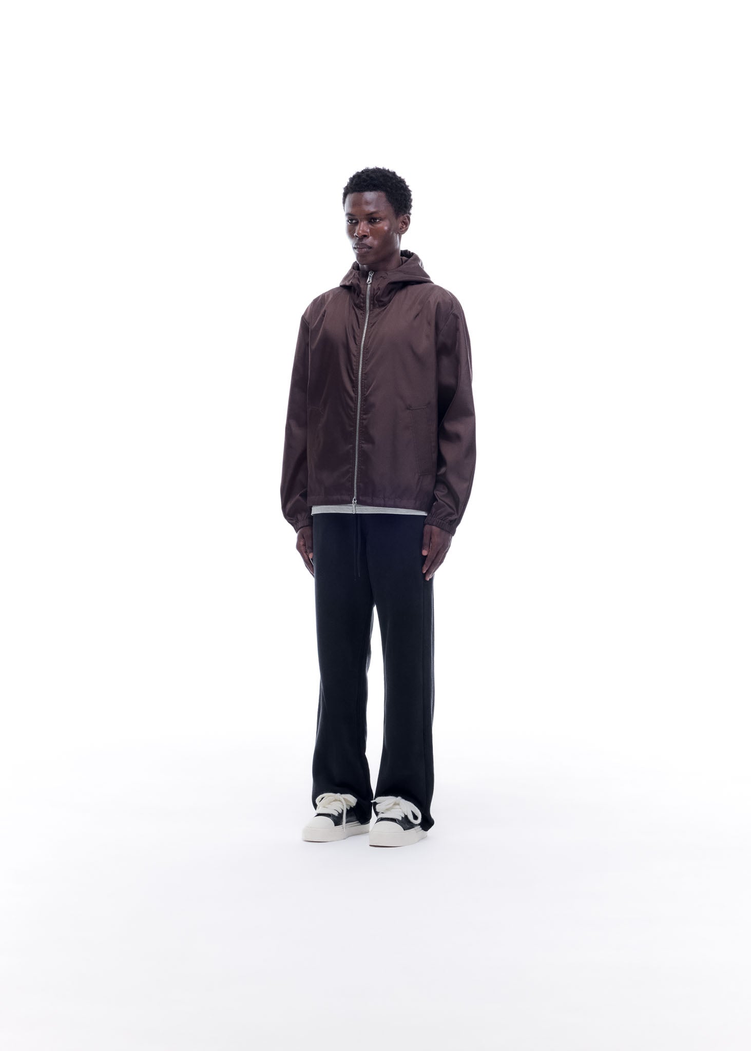 HOODED NYLON WINDBREAKER