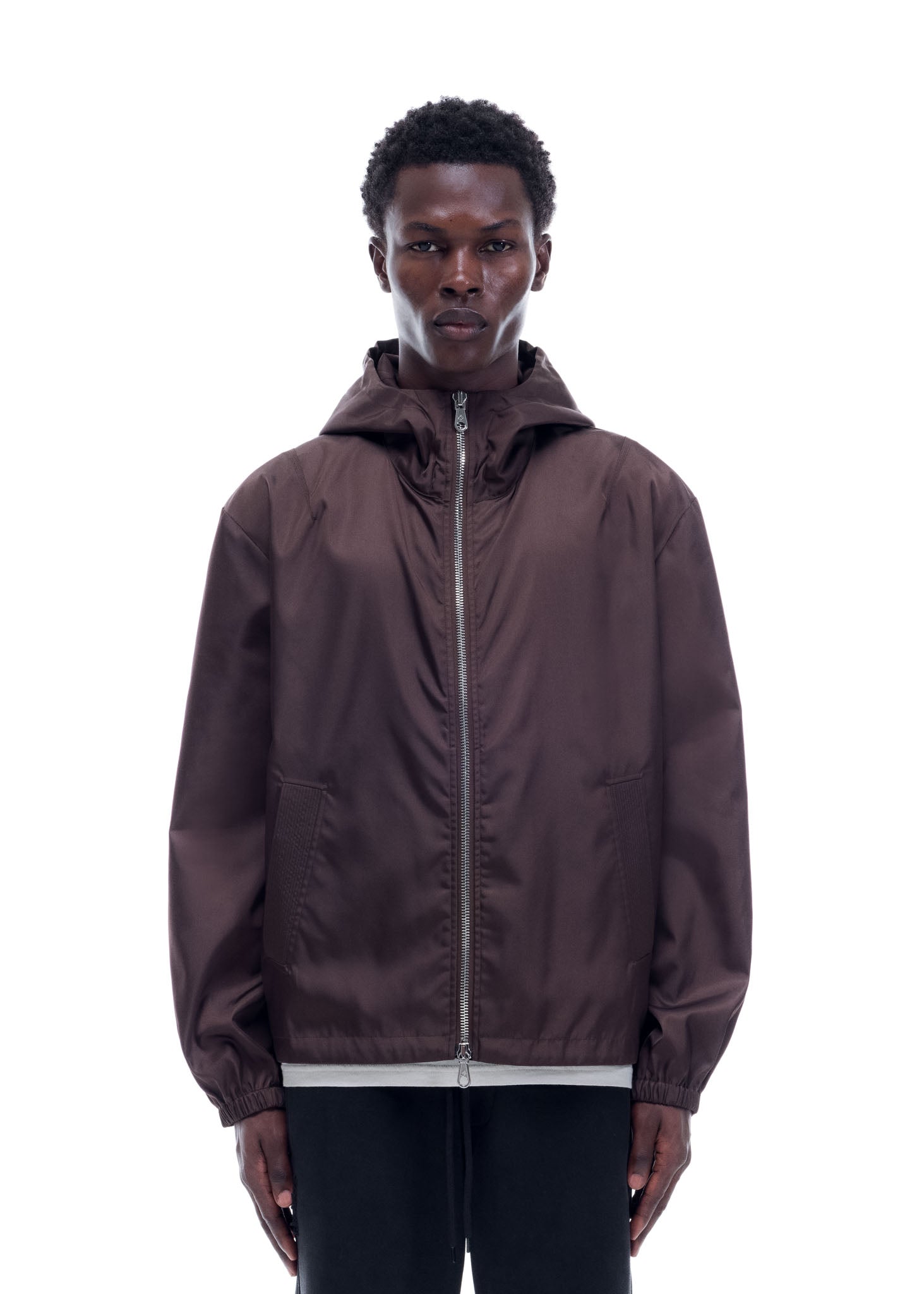 HOODED NYLON WINDBREAKER