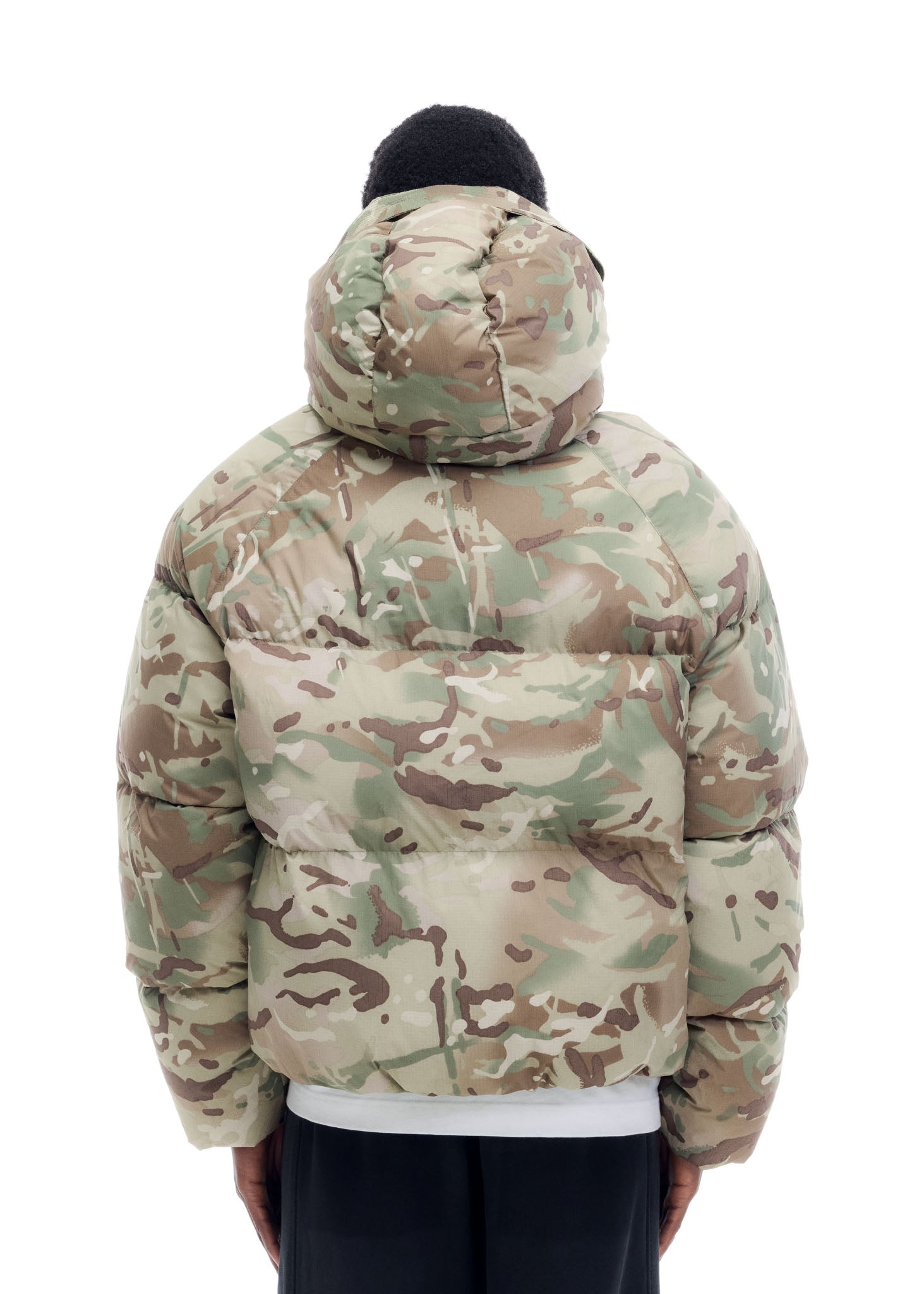 CAMO HOODED DOWN JACKET