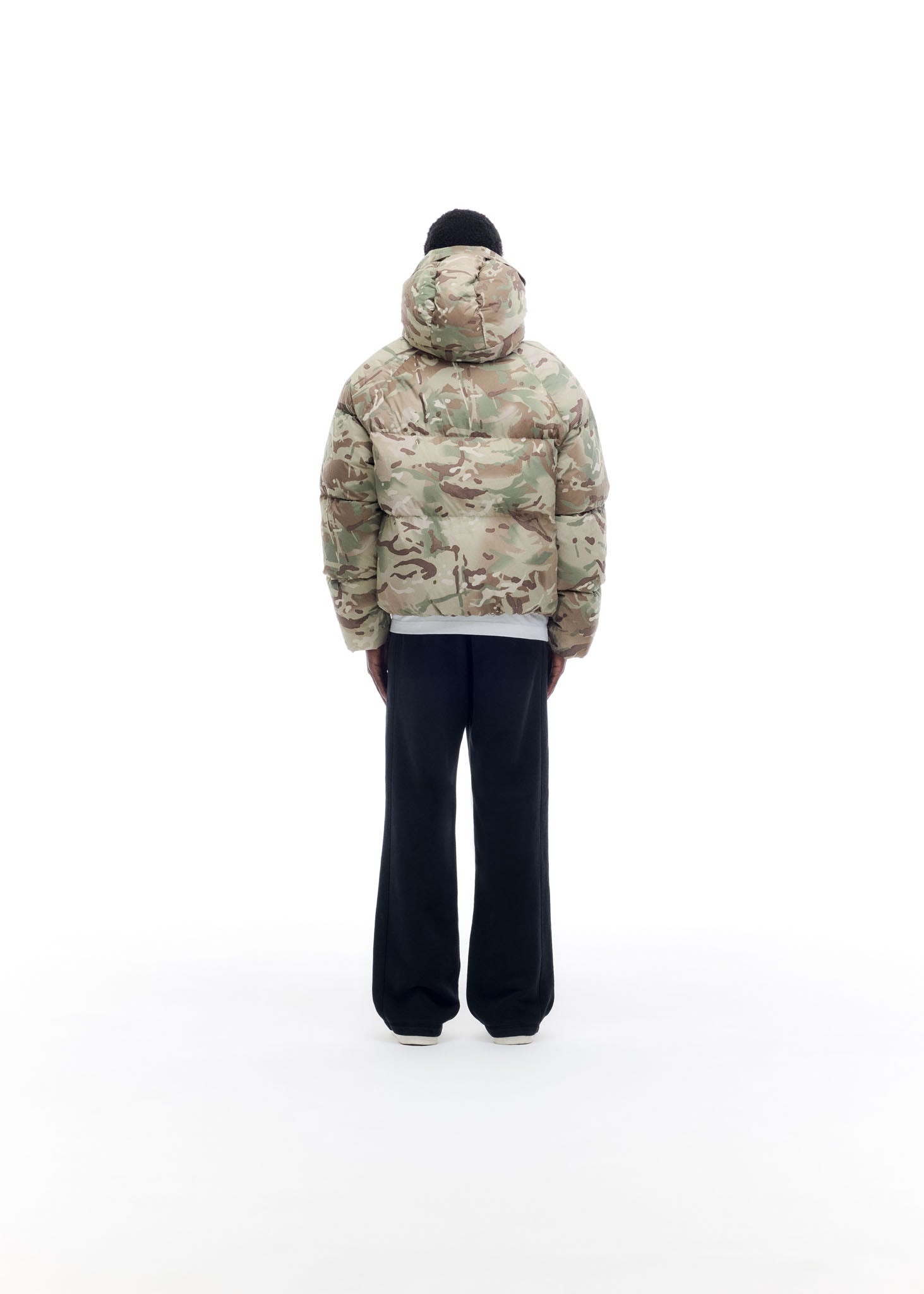 CAMO HOODED DOWN JACKET