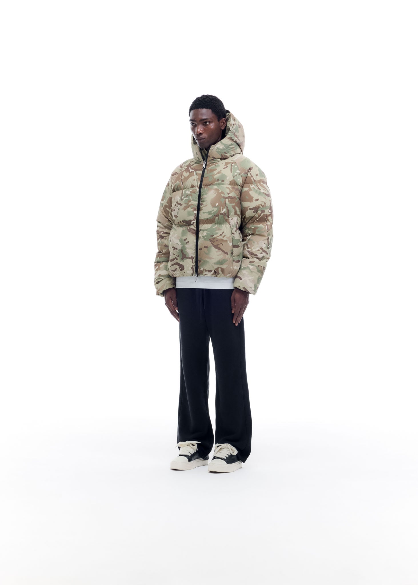 CAMO HOODED DOWN JACKET