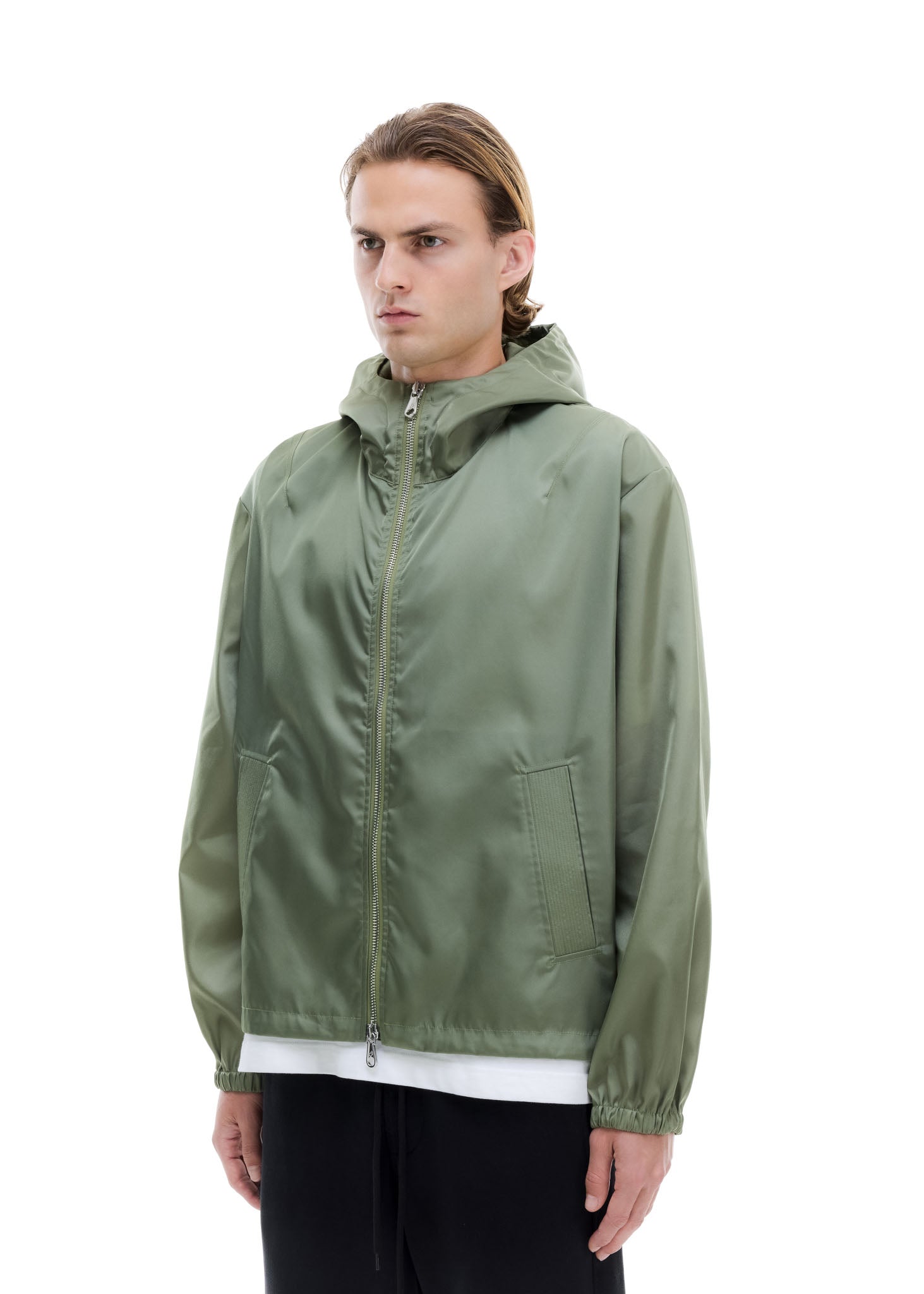 HOODED NYLON WINDBREAKER