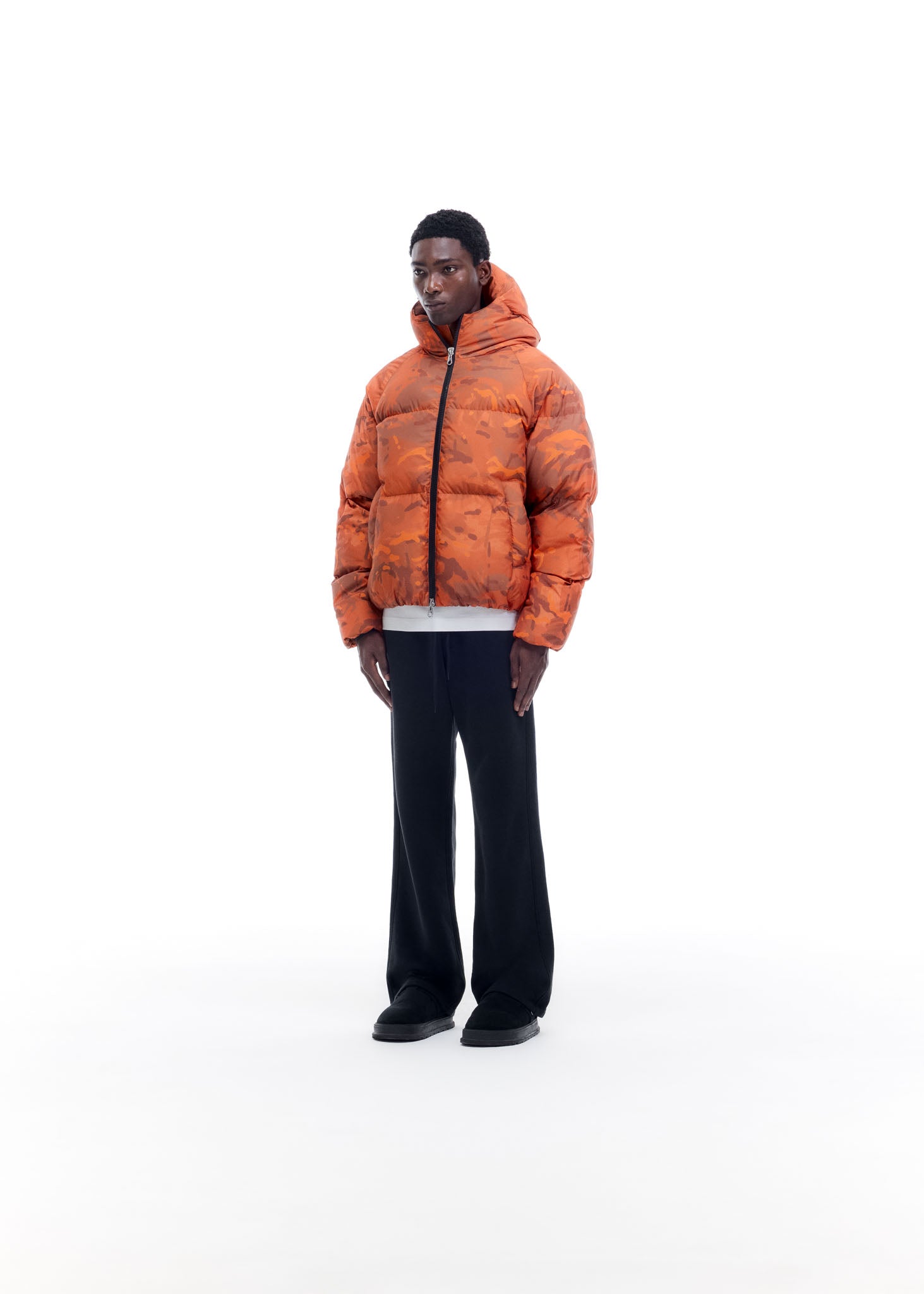 CAMO HOODED DOWN JACKET