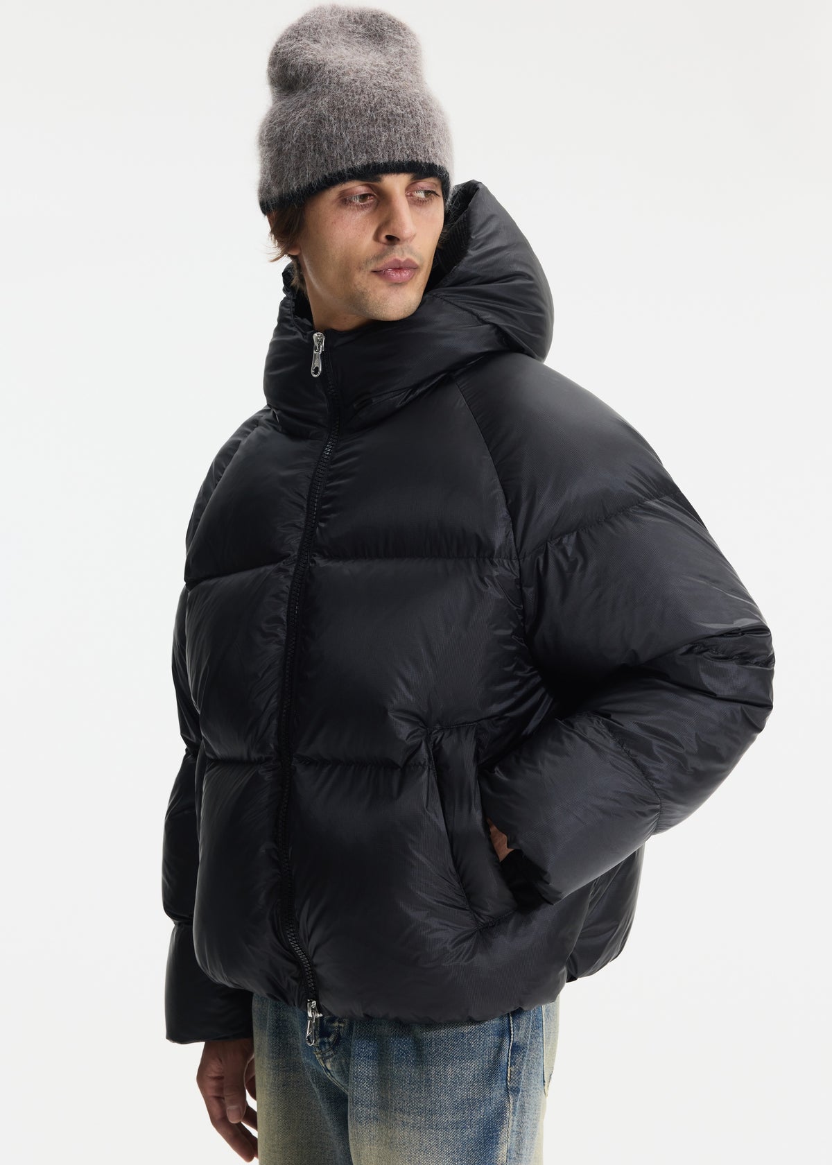 TRANSLUCENT HOODED DOWN JACKET