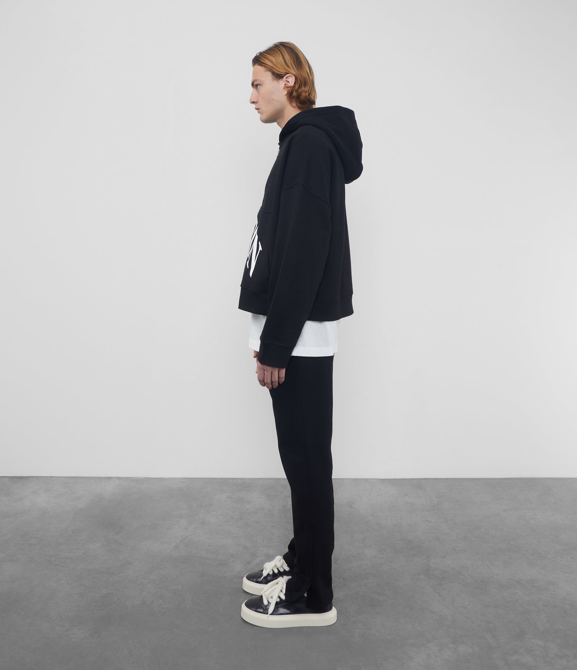 Cole Buxton | Heavyweight Cropped Logo Zipped Hoodie | Cotton | Black