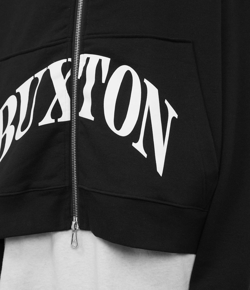 Cole Buxton | Heavyweight Cropped Logo Zipped Hoodie | Cotton | Black