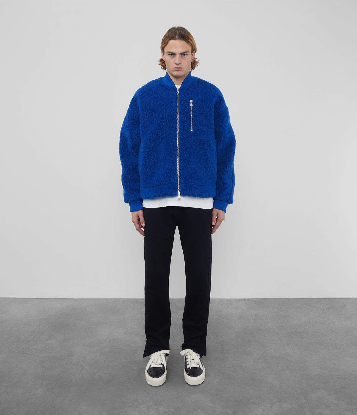 Cole Buxton | Wool Fleece Bomber | Mens | Wool Blend | Cobalt Blue