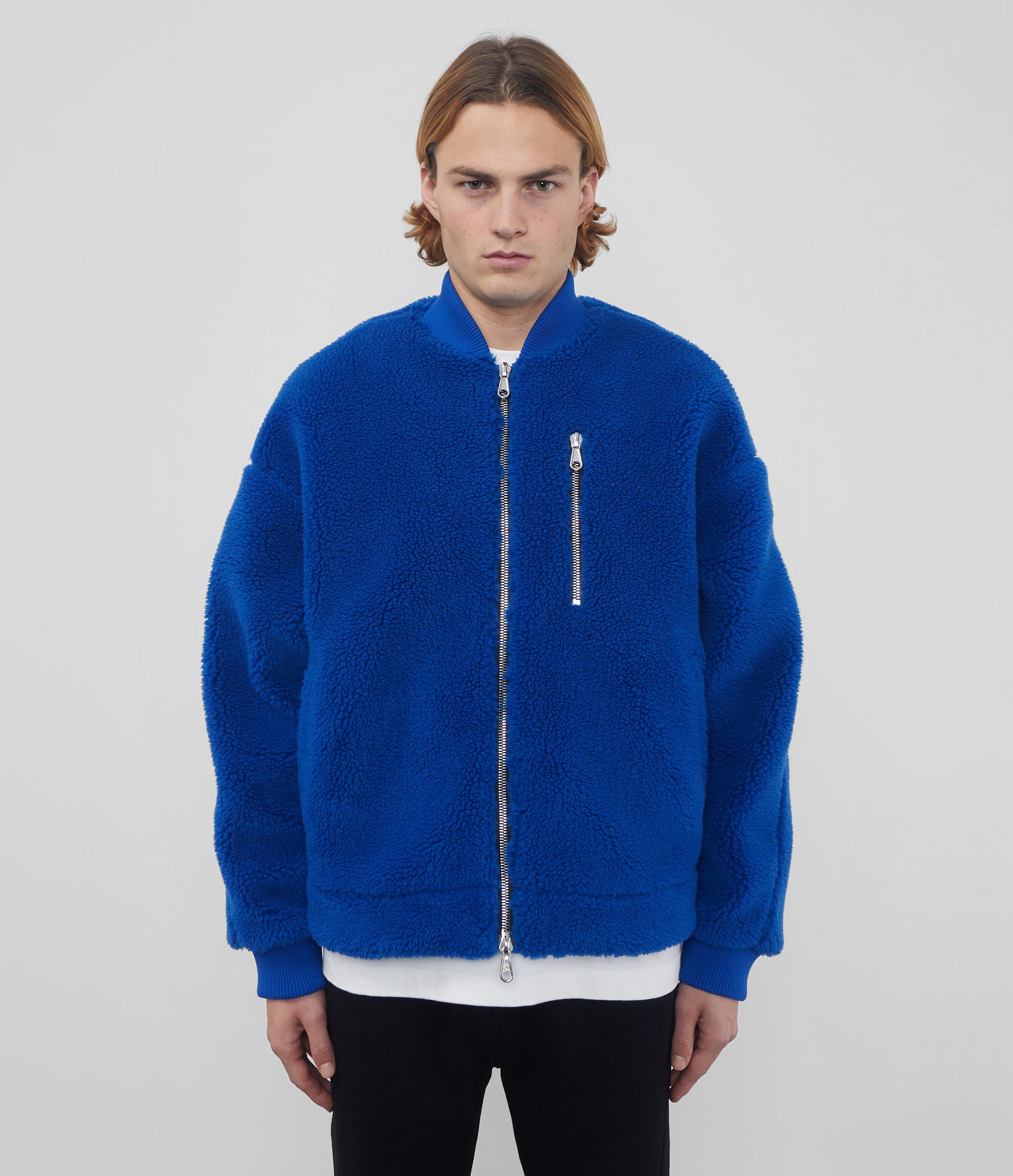 Cole Buxton | Wool Fleece Bomber | Mens | Wool Blend | Cobalt Blue