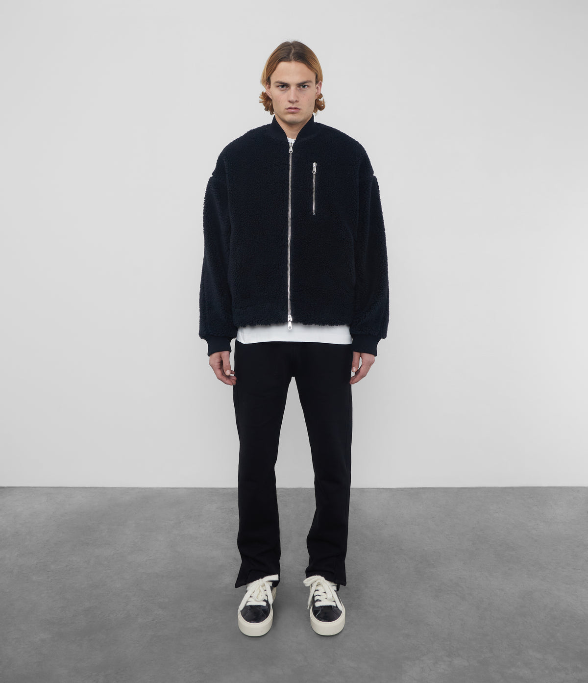 Cole Buxton | Wool Fleece Bomber | Mens | Wool Blend | Black