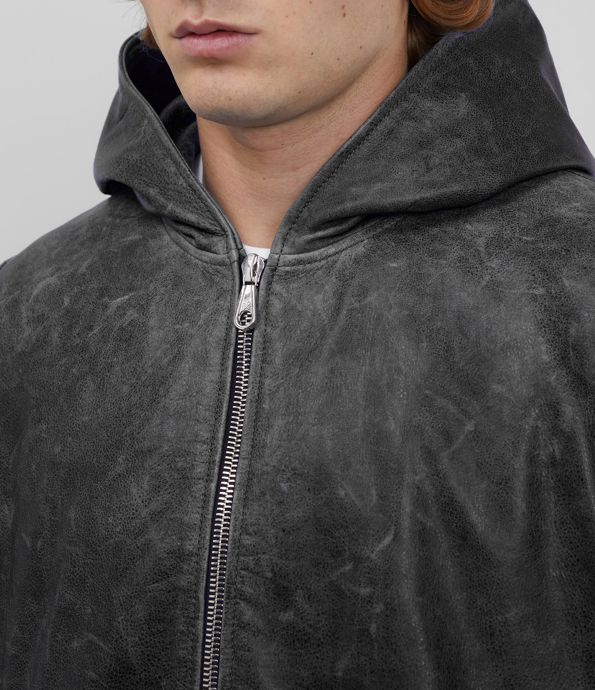 Cole Buxton | Hooded Leather Jacket | Mens | Black