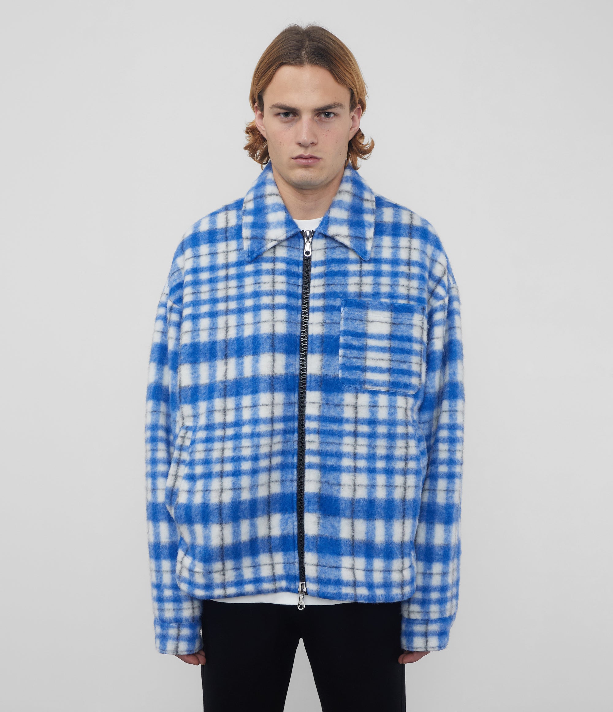 Cole Buxton | Logo Overshirt | Mens | Wool | Blue