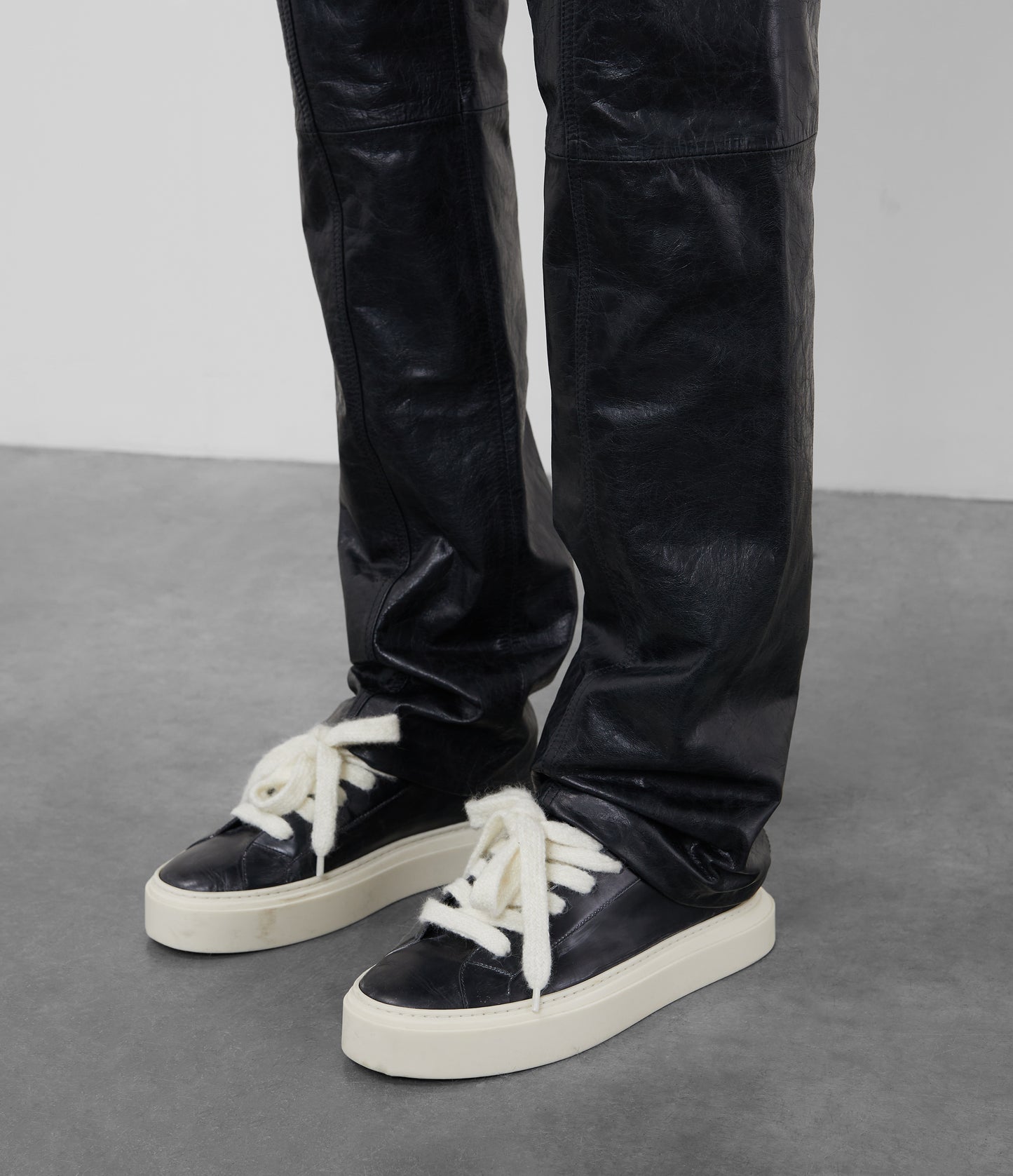 LEATHER STACKED CARPENTER PANT