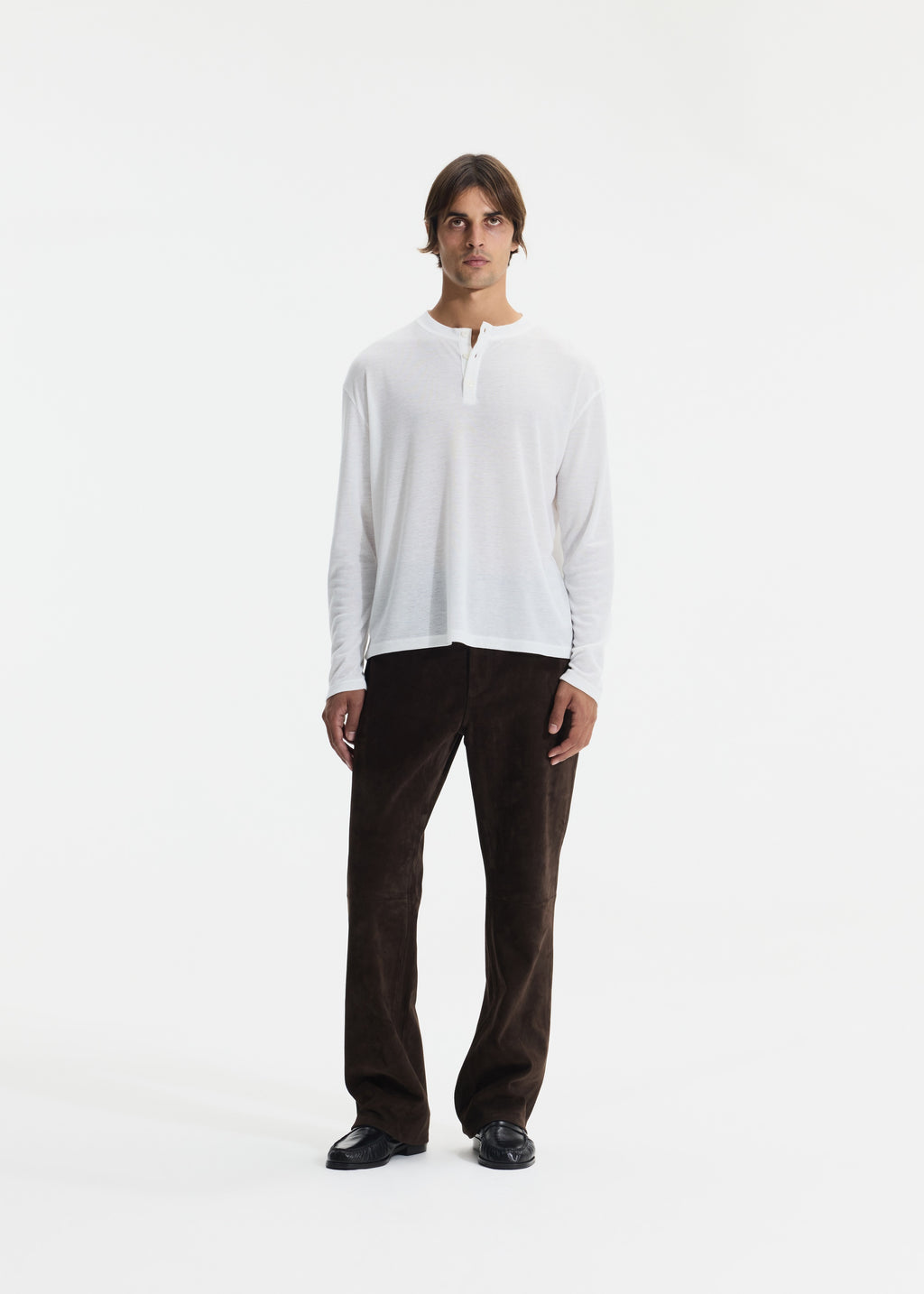 SUEDE STRAIGHT LEG TROUSER