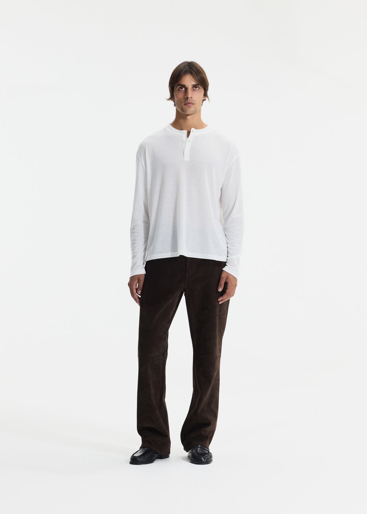 SUEDE STRAIGHT LEG TROUSER