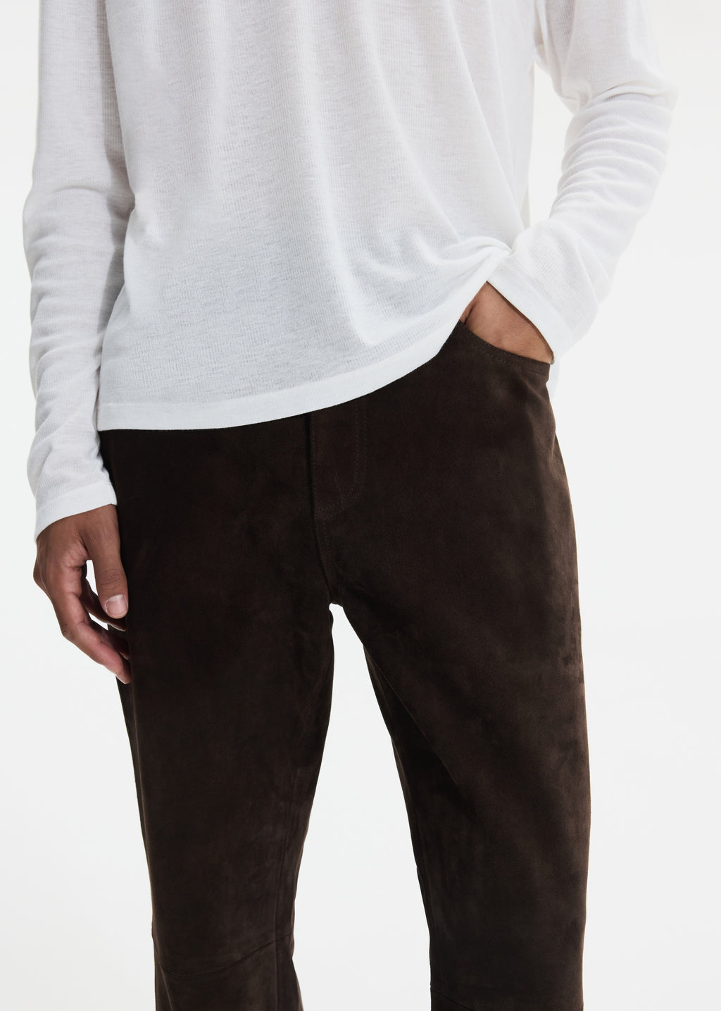 SUEDE STRAIGHT LEG TROUSER