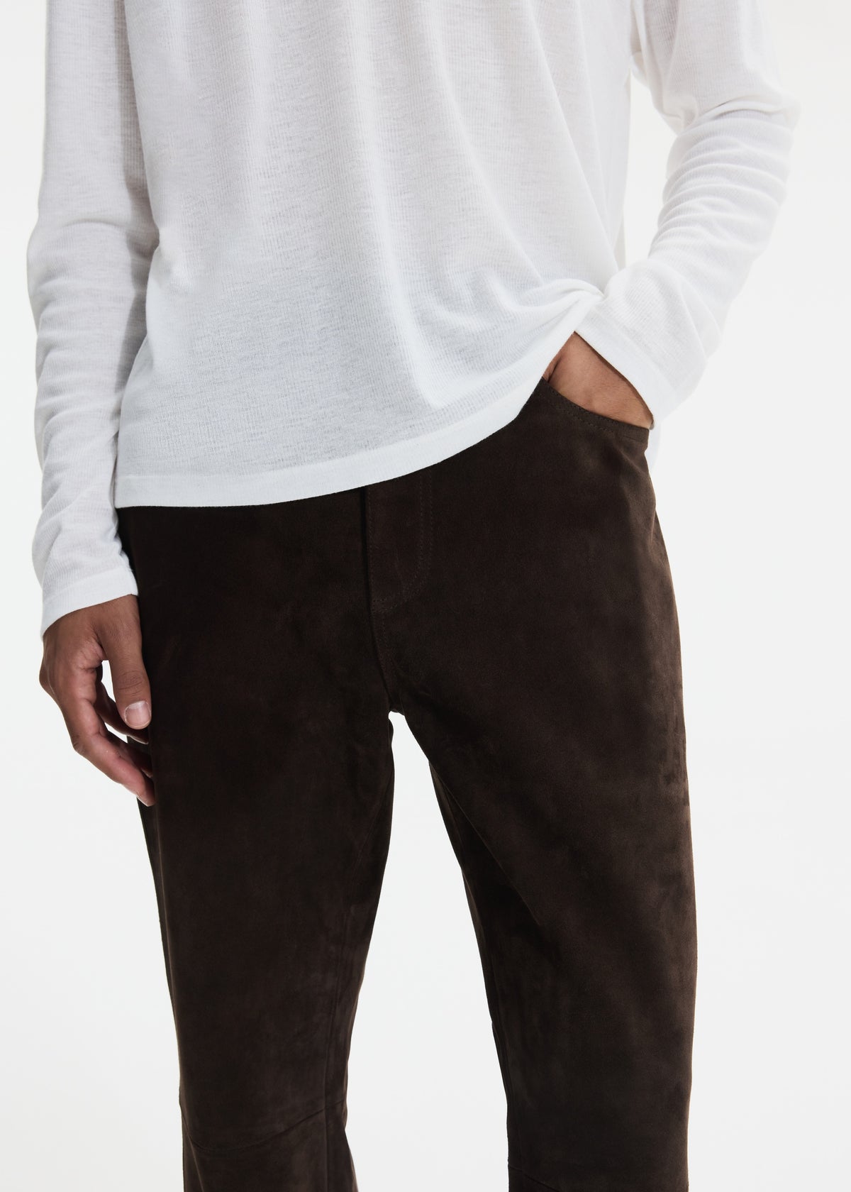 SUEDE STRAIGHT LEG TROUSER