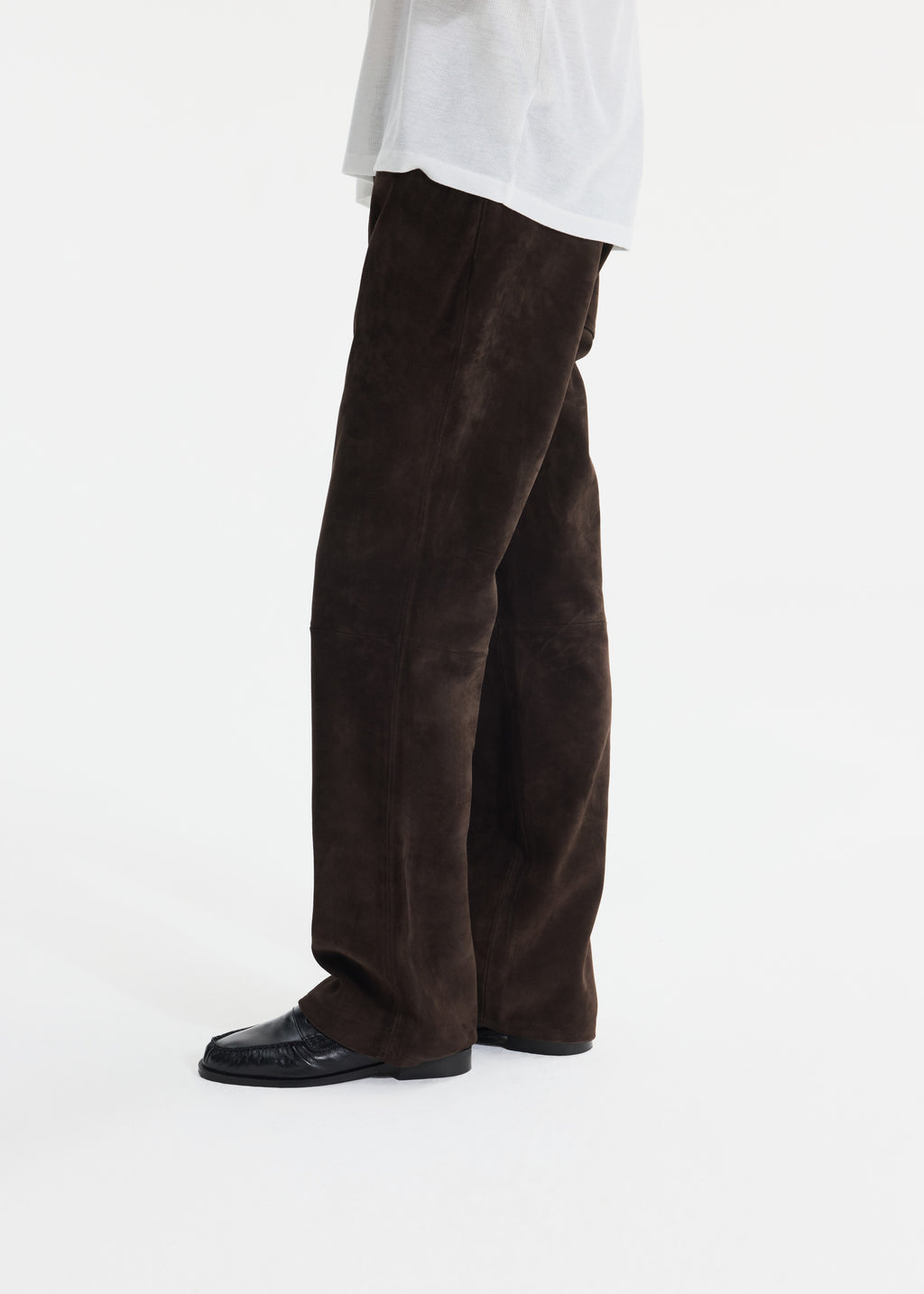 SUEDE STRAIGHT LEG TROUSER