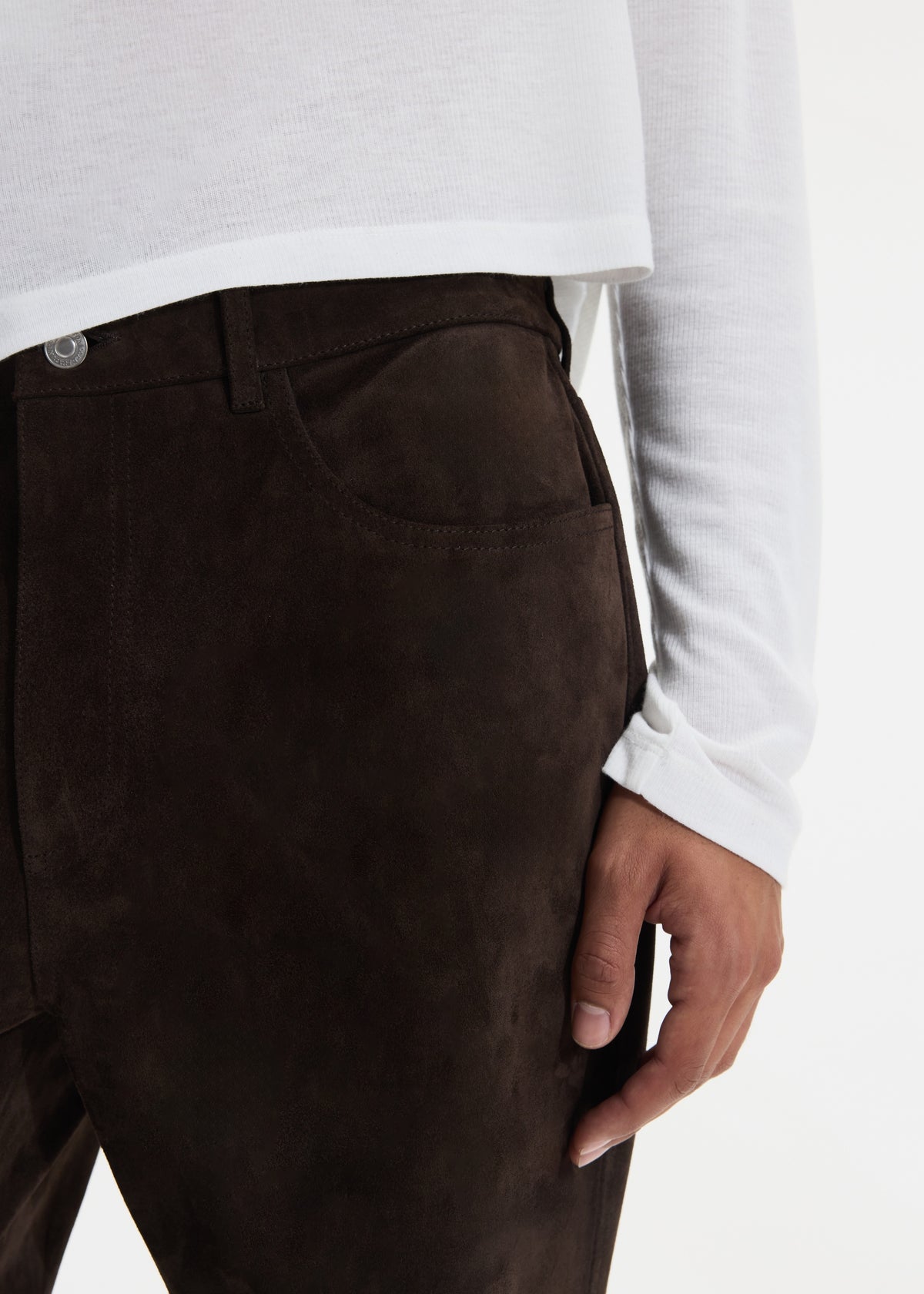 SUEDE STRAIGHT LEG TROUSER