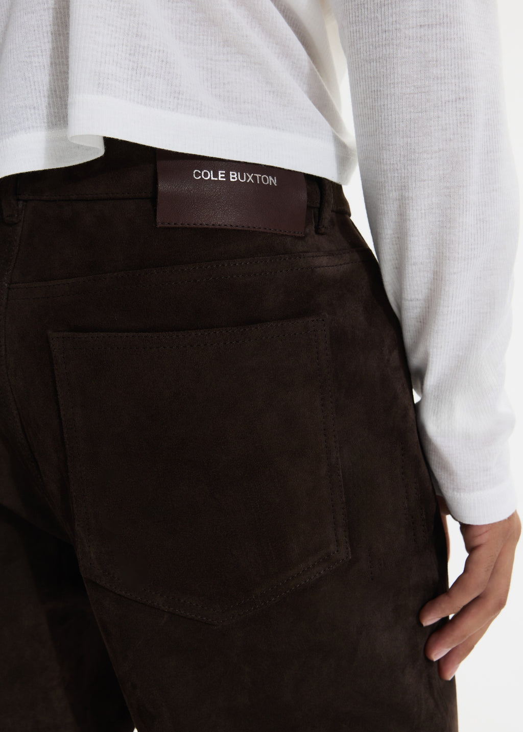 SUEDE STRAIGHT LEG TROUSER