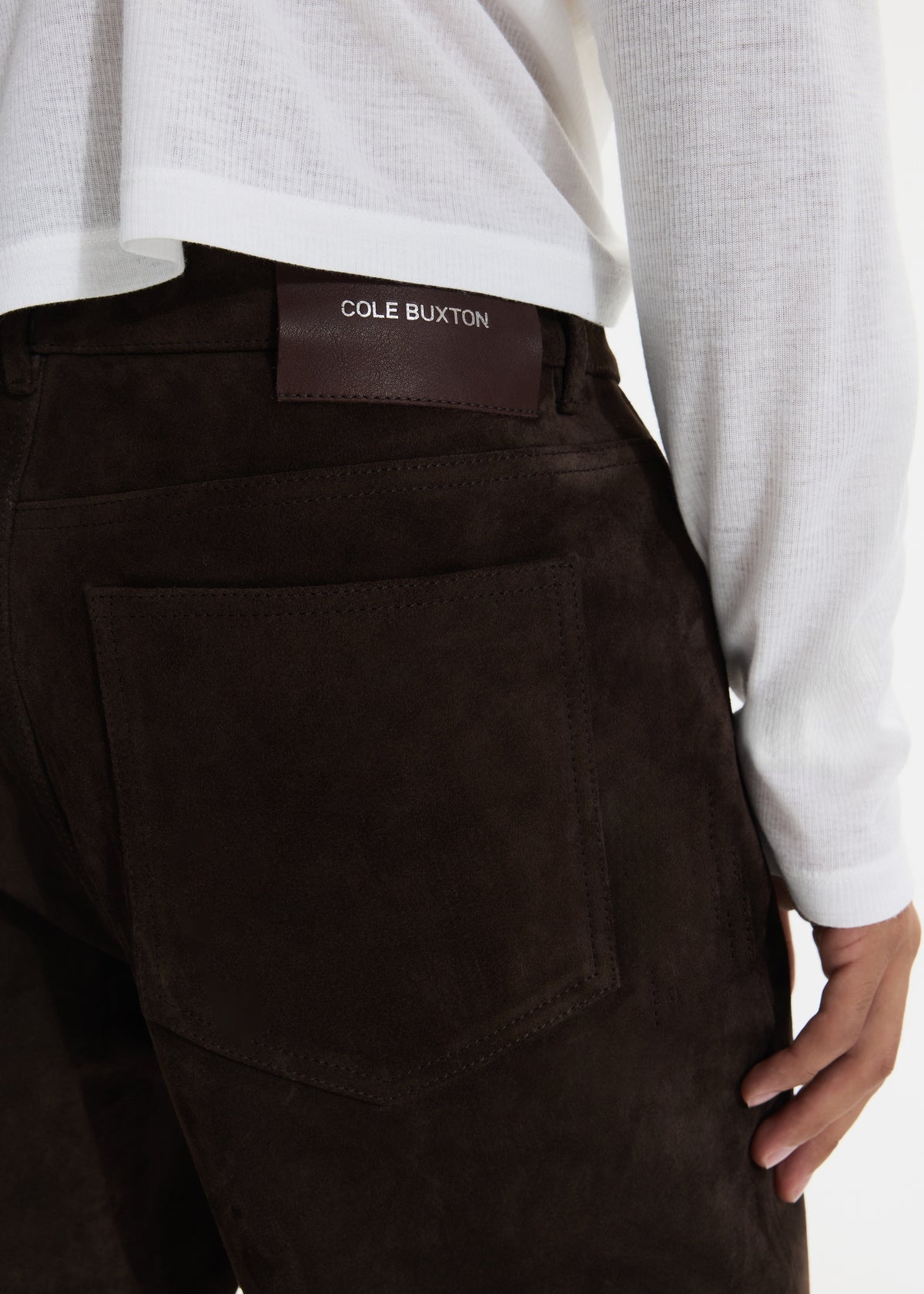 SUEDE STRAIGHT LEG TROUSER