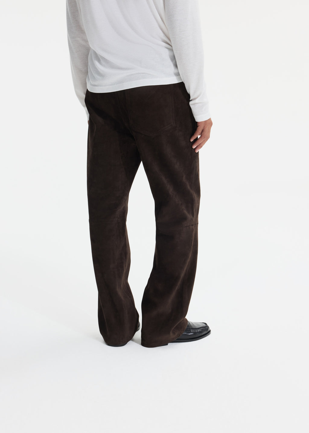 SUEDE STRAIGHT LEG TROUSER
