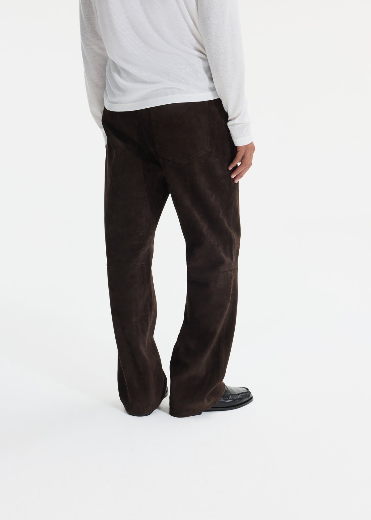 SUEDE STRAIGHT LEG TROUSER