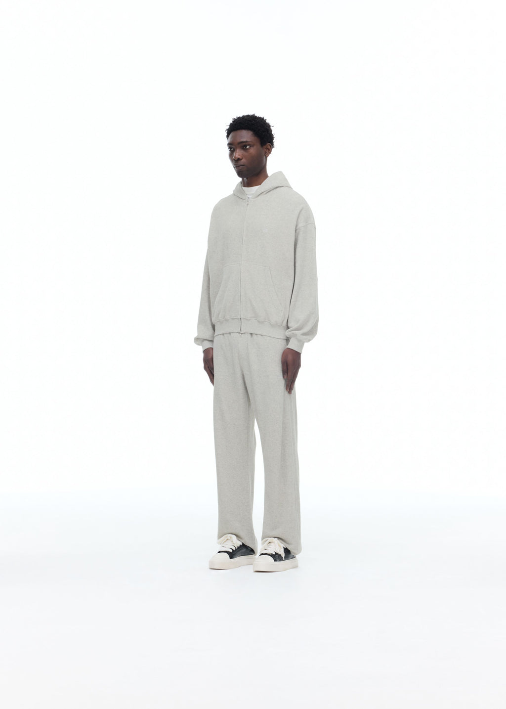 TOWELLING ZIPPED HOODIE