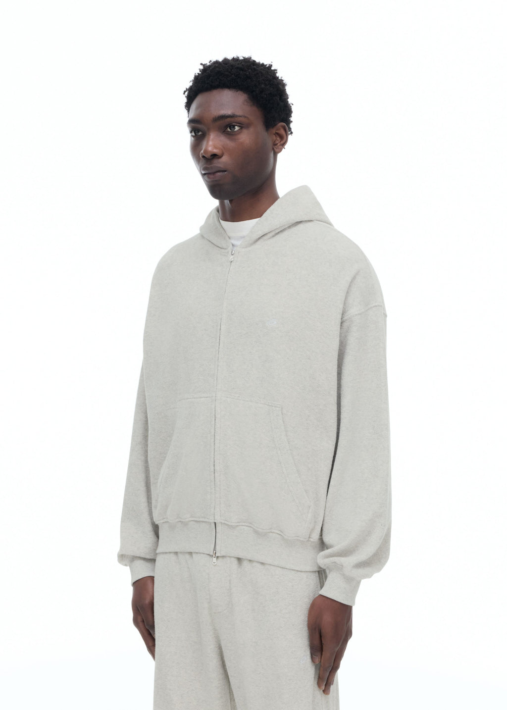 TOWELLING ZIPPED HOODIE