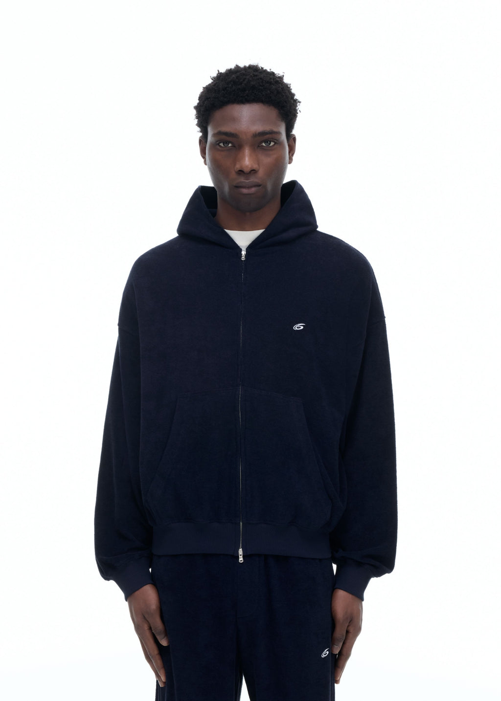 TOWELLING ZIPPED HOODIE