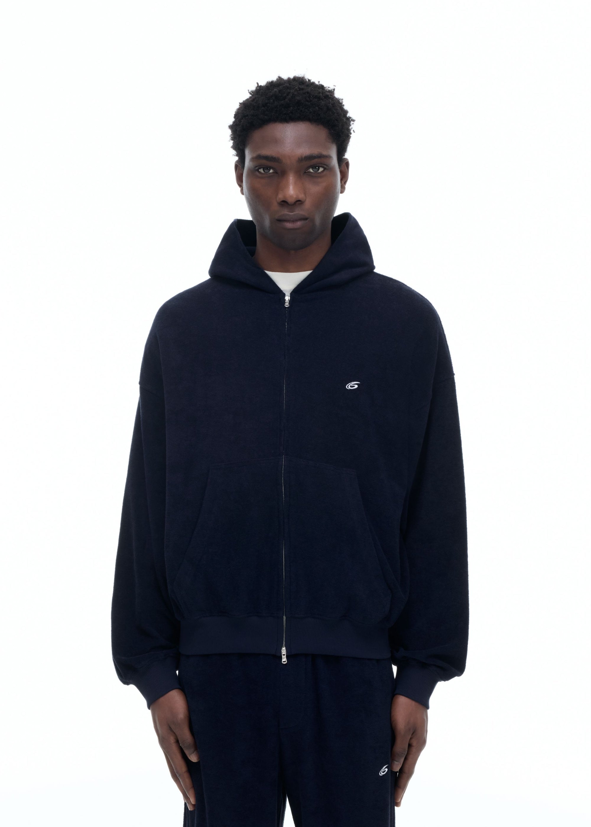 TOWELLING ZIPPED HOODIE