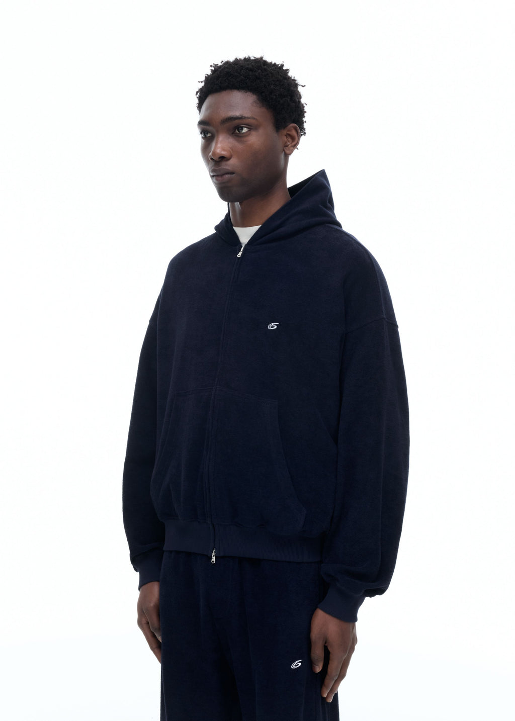 TOWELLING ZIPPED HOODIE