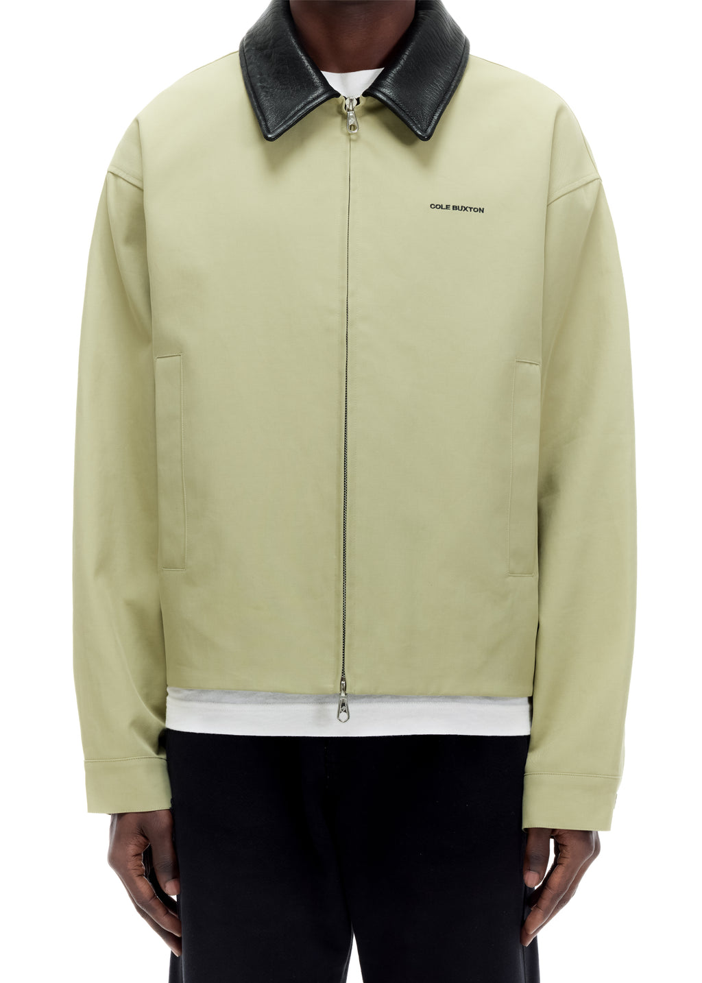 LEATHER COLLAR COTTON OVERSHIRT