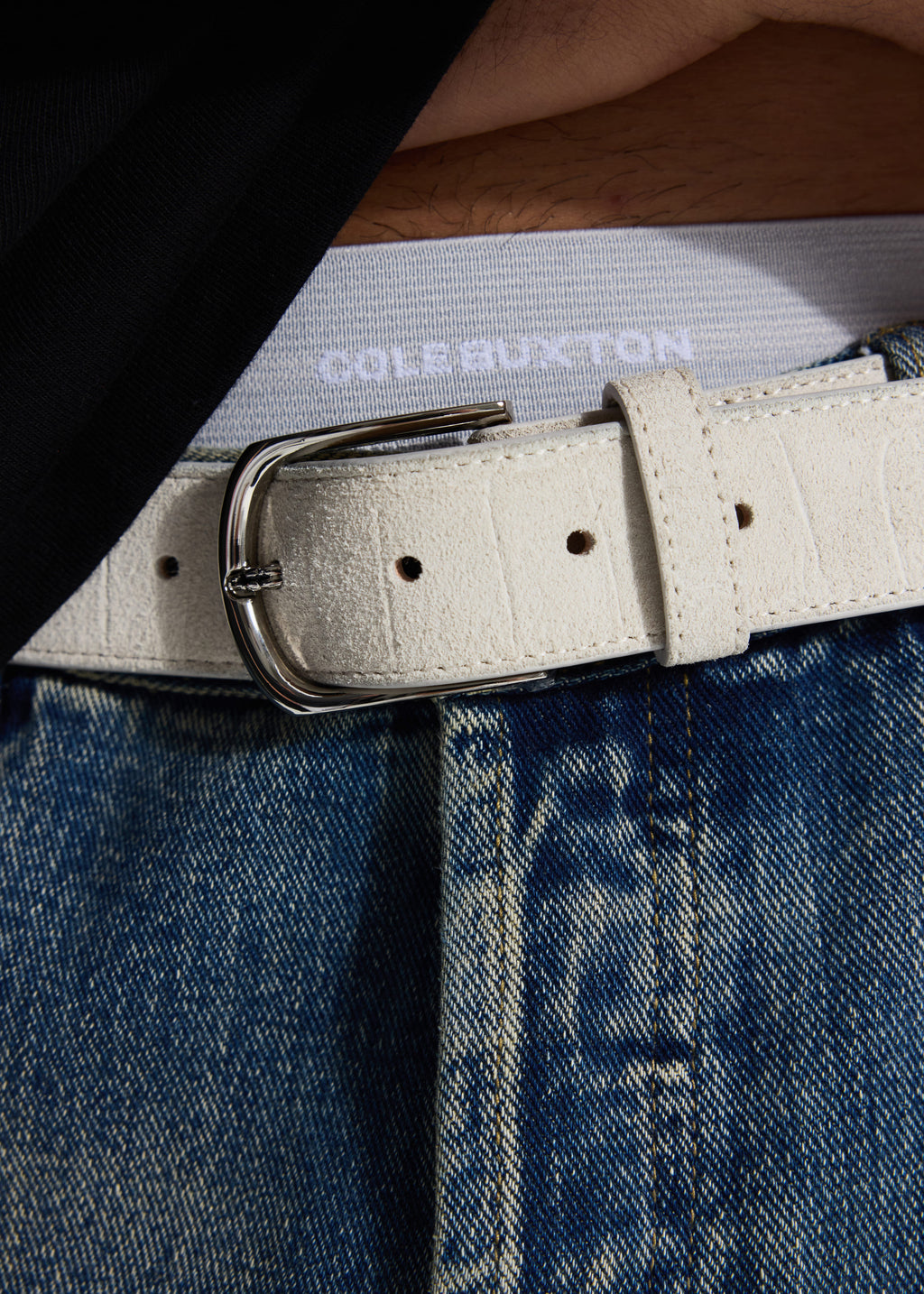 CROC EMBOSSED SUEDE BELT