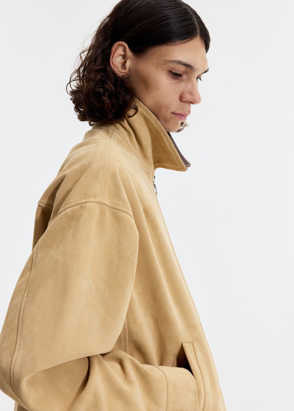 CONTRAST COLLAR LEATHER TRUCKER