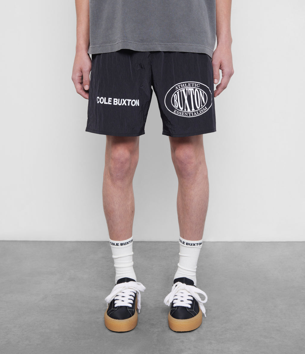 Cole Buxton | Double Sports Logo Tech Shorts | Mens | Nylon | Black