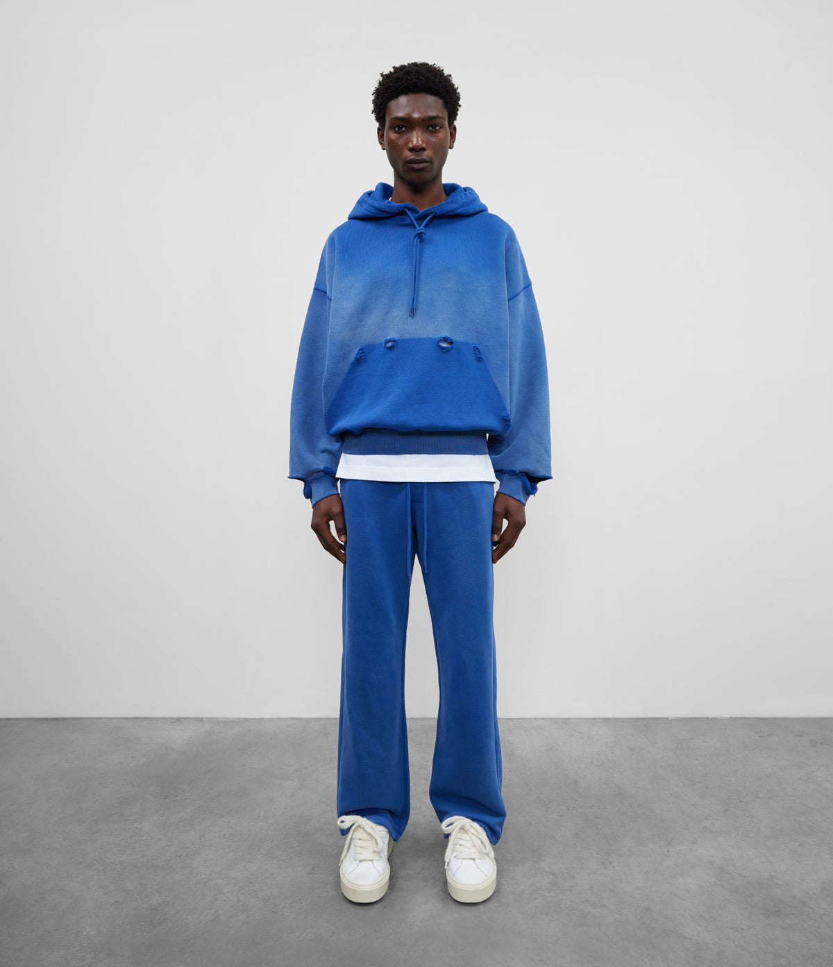 Cole Buxton | Pocket Fade Hoodie | Mens | Washed Cobalt Blue