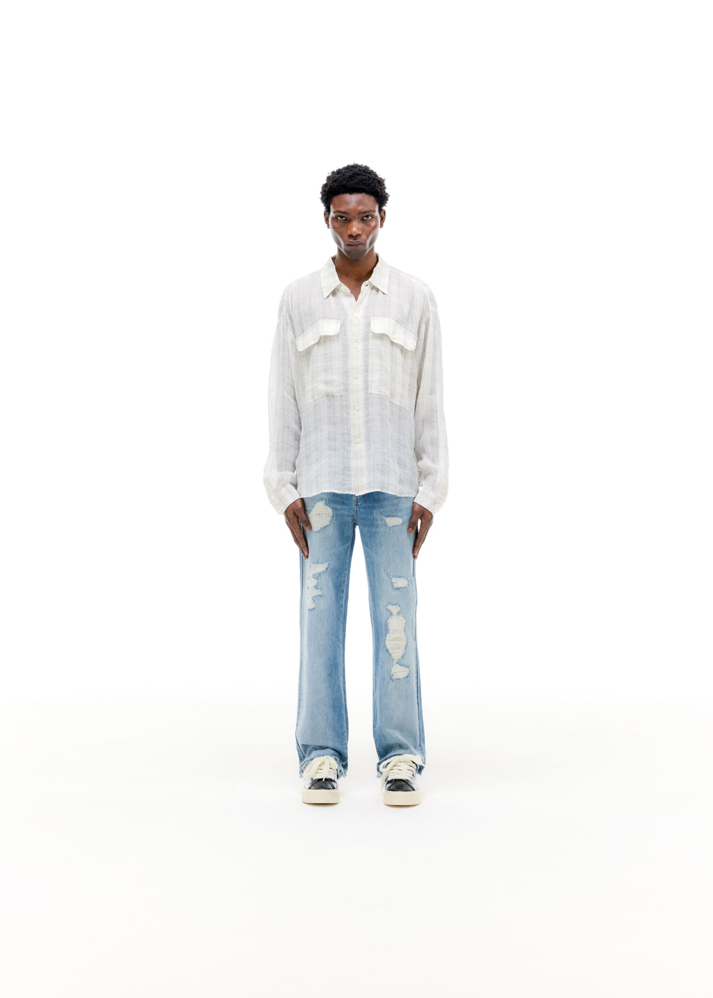 CHECKED SLUBBY SHIRT