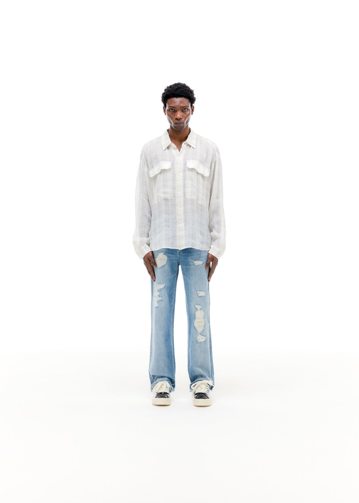 CHECKED SLUBBY SHIRT