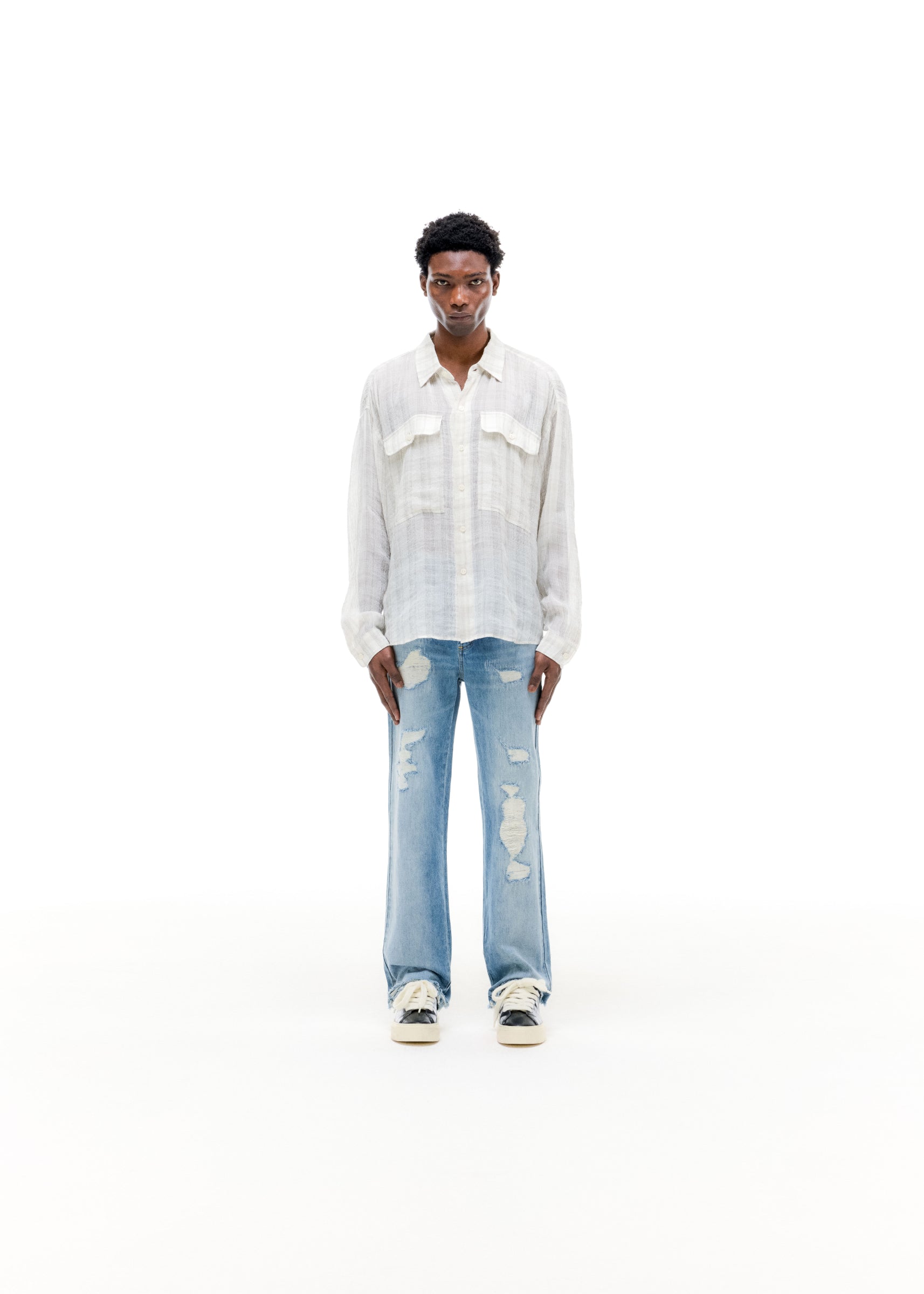 CHECKED SLUBBY SHIRT