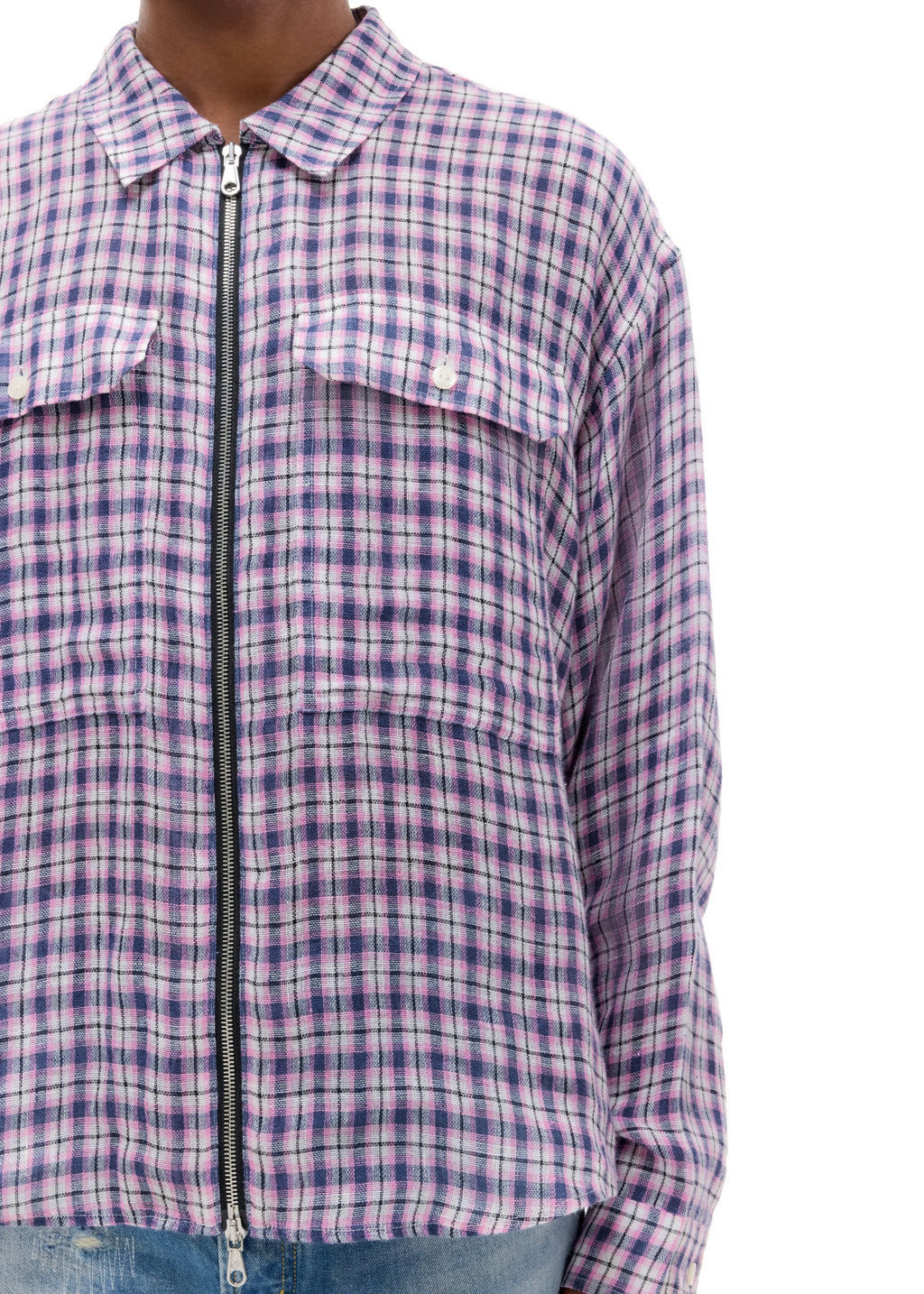 LINEN FLANNEL ZIPPED SHIRT